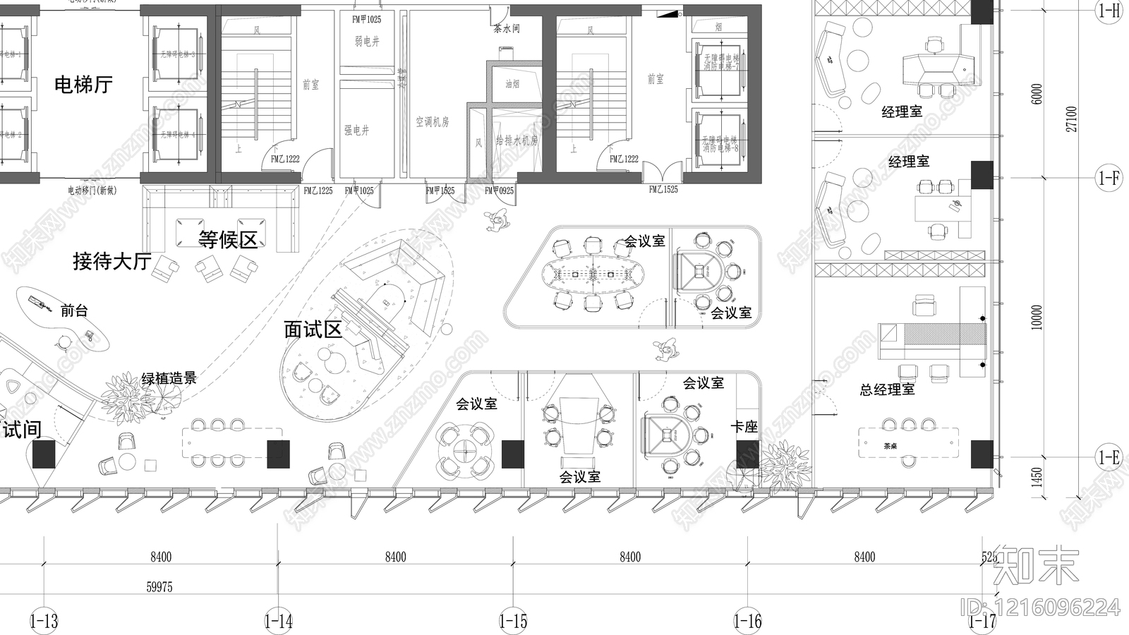 极简开放办公室cad施工图下载【ID:1216096224】