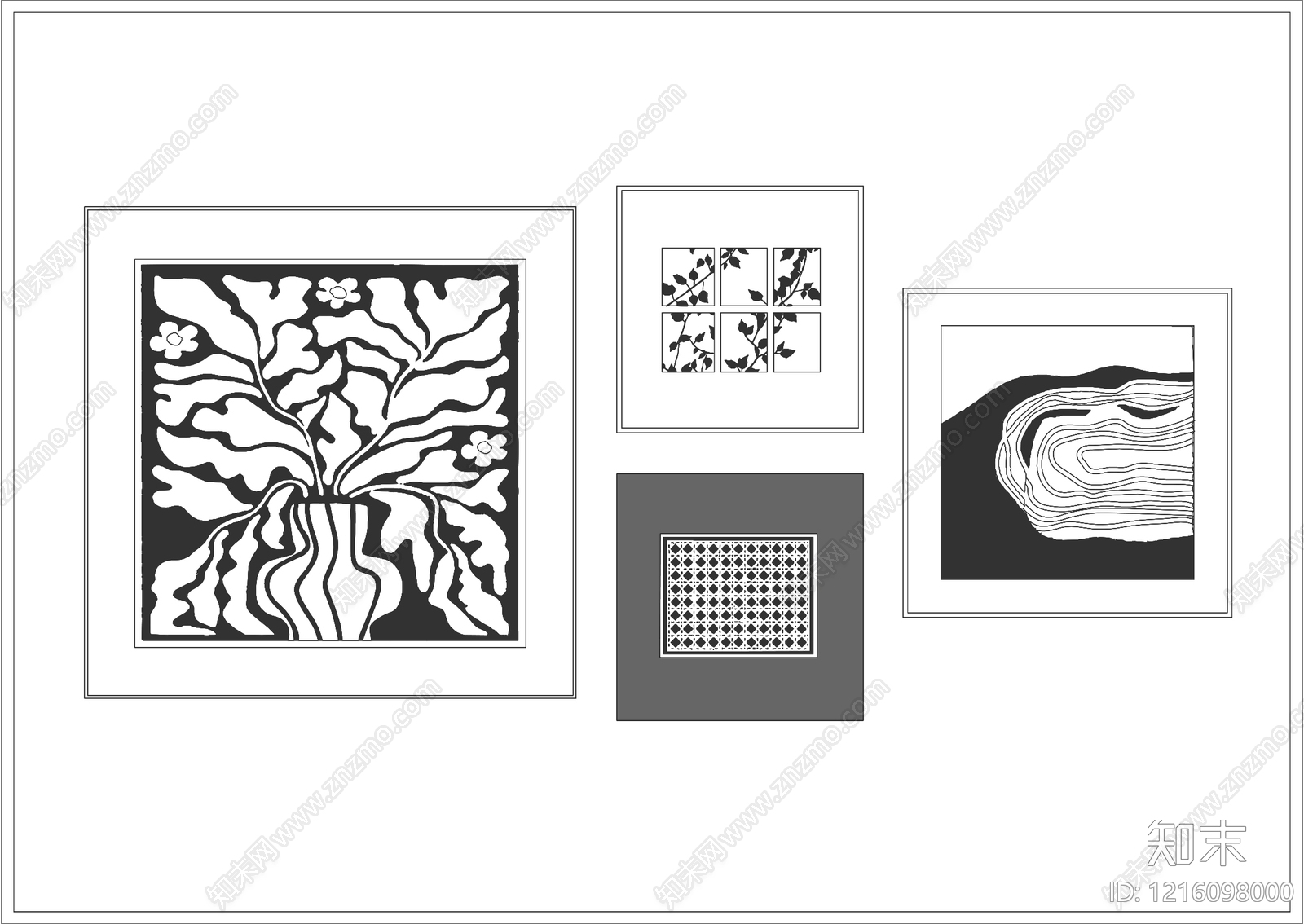 中古挂画施工图下载【ID:1216098000】