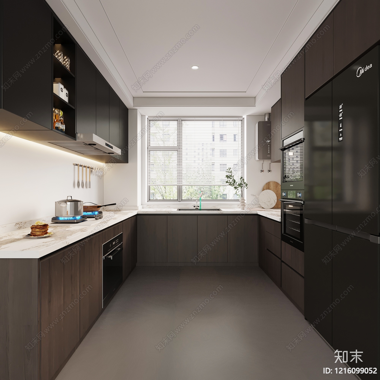现代简约封闭式厨房3D模型下载【ID:1216099052】