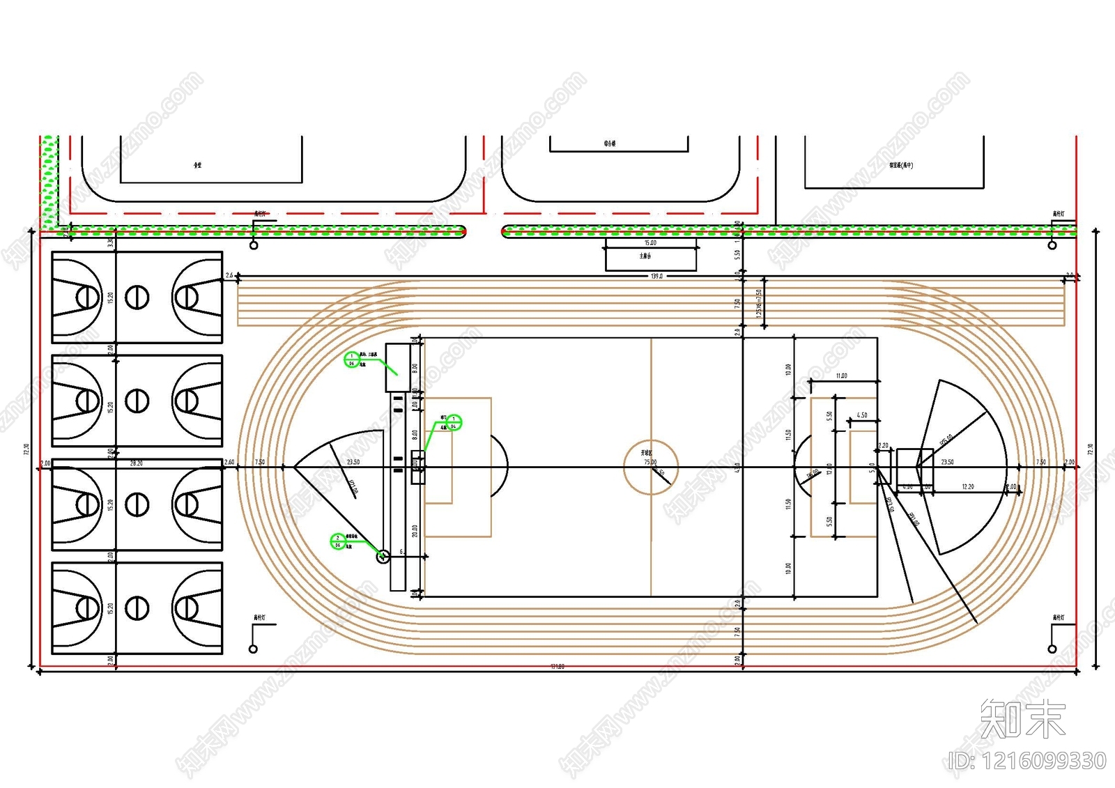 现代操场施工图下载【ID:1216099330】