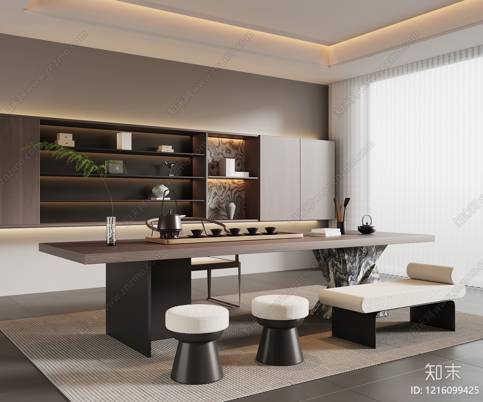 新中式茶室SU模型下载【ID:1216099425】