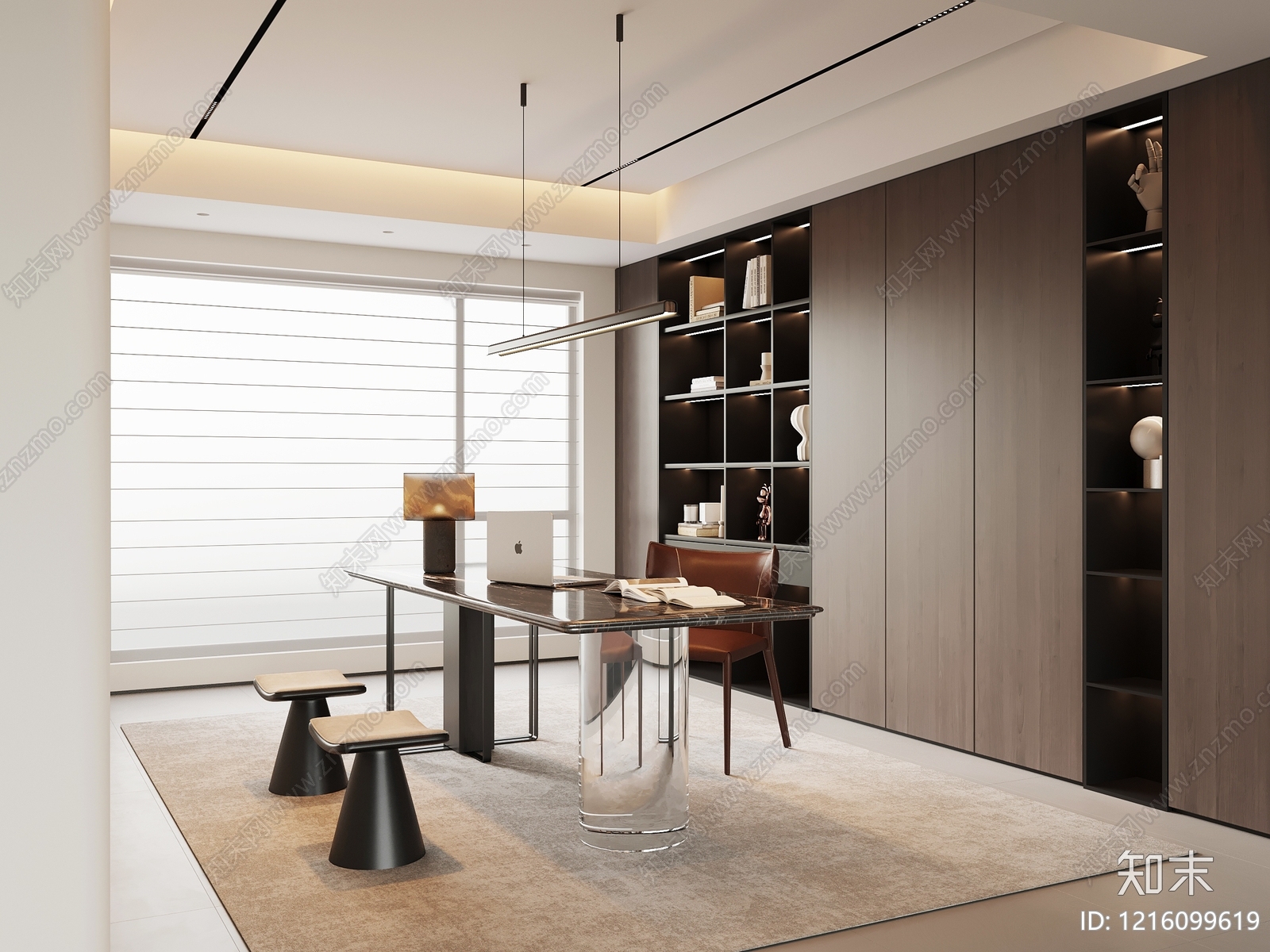 现代极简书房3D模型下载【ID:1216099619】