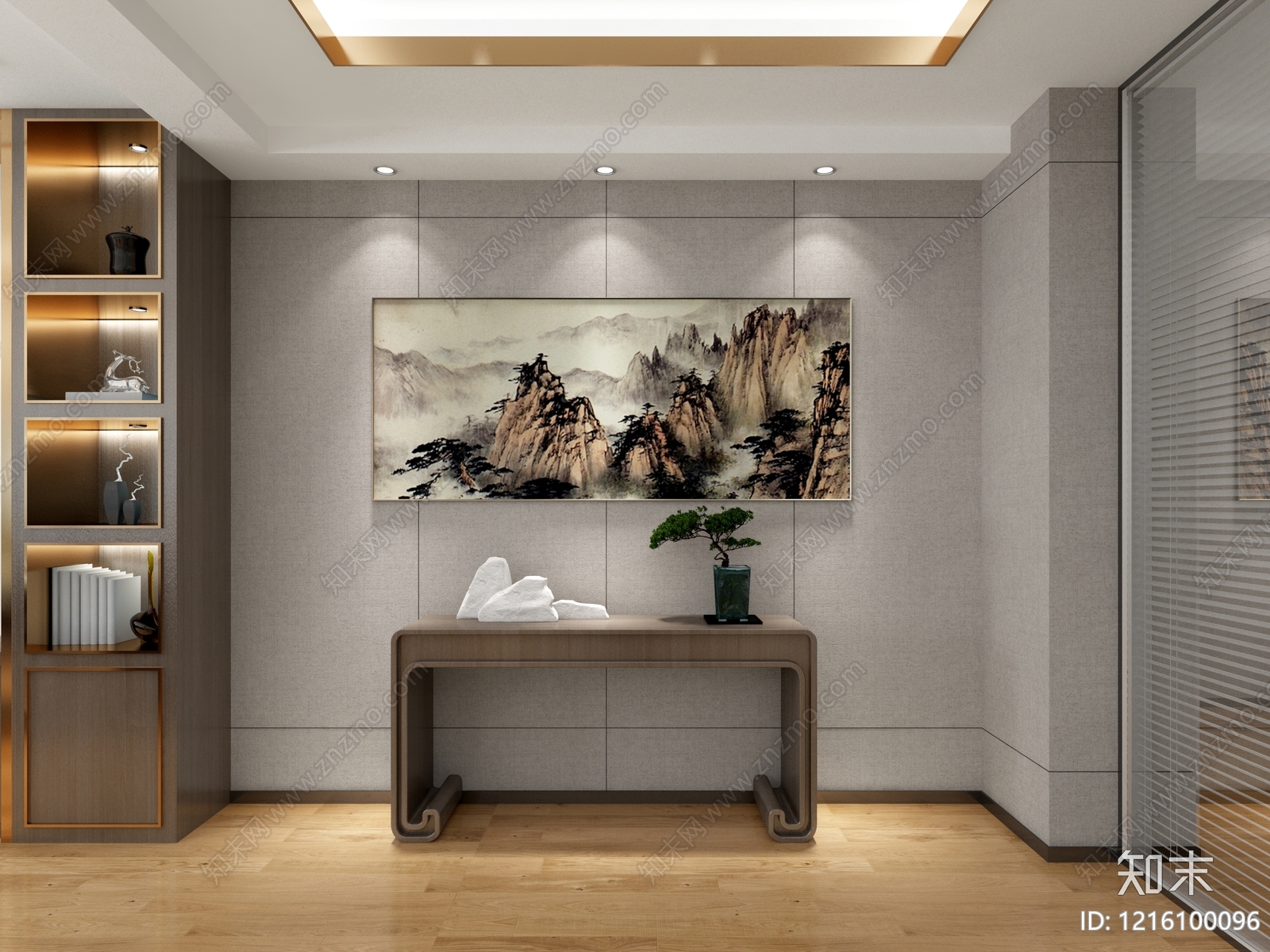 新中式玄关3D模型下载【ID:1216100096】