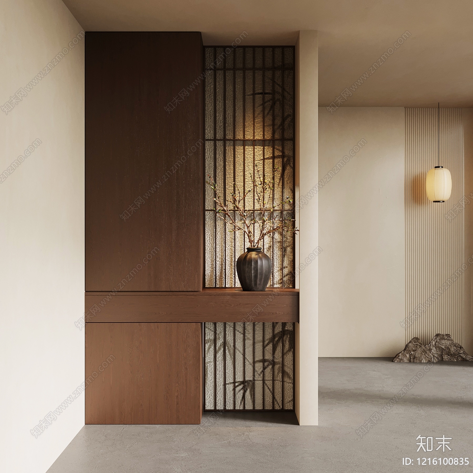 新中式玄关SU模型下载【ID:1216100835】
