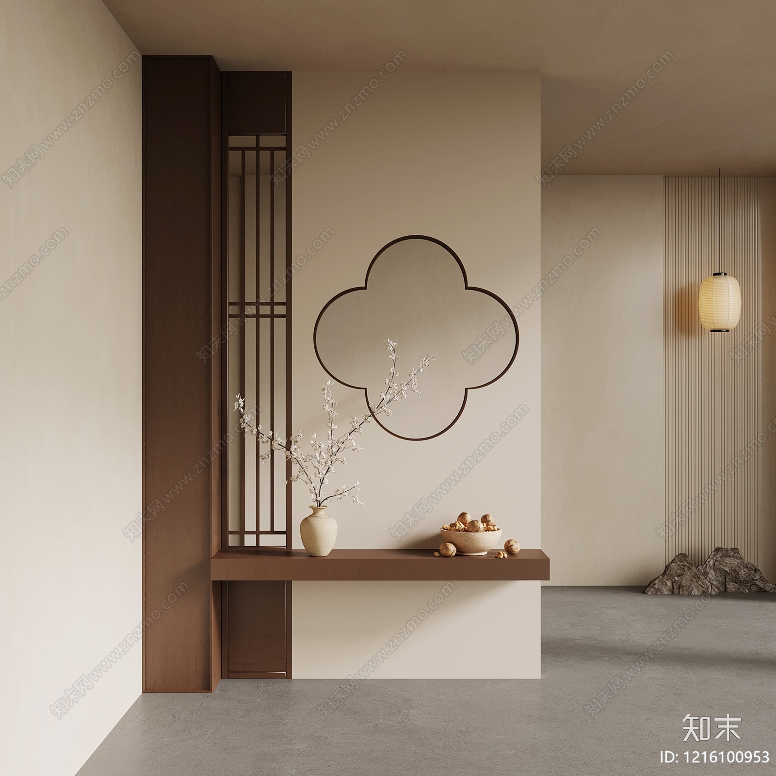 新中式玄关3D模型下载【ID:1216100953】