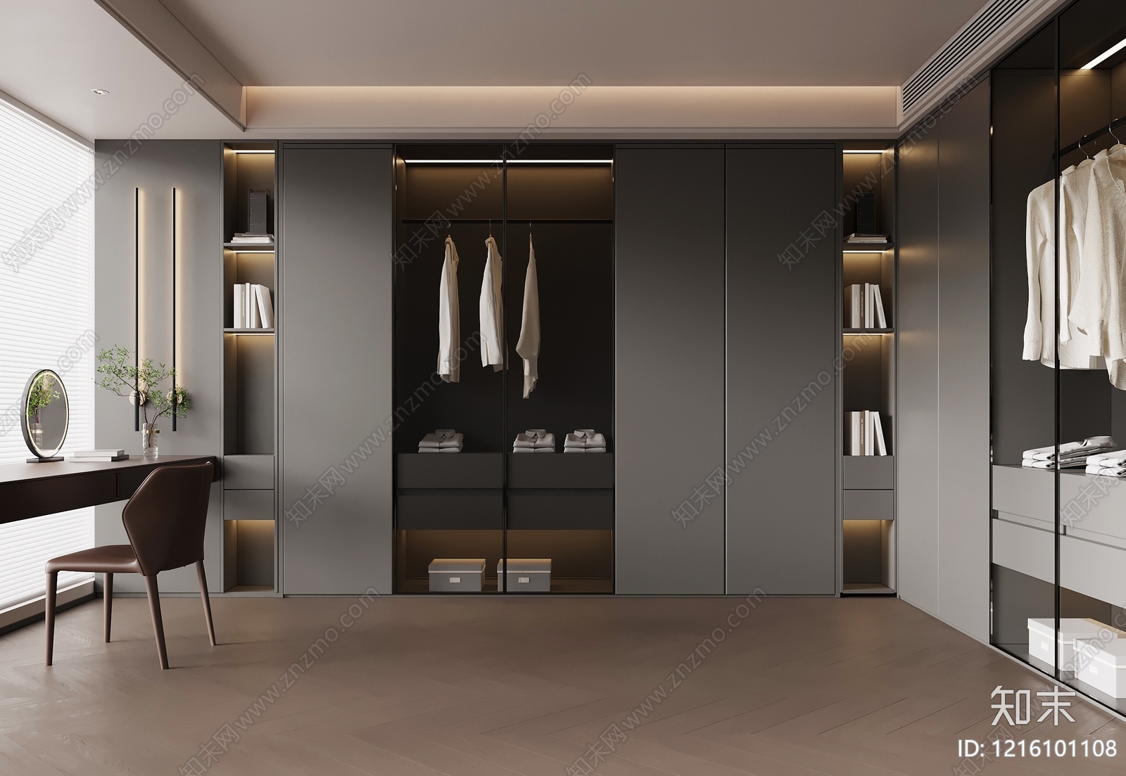 极简衣帽间3D模型下载【ID:1216101108】