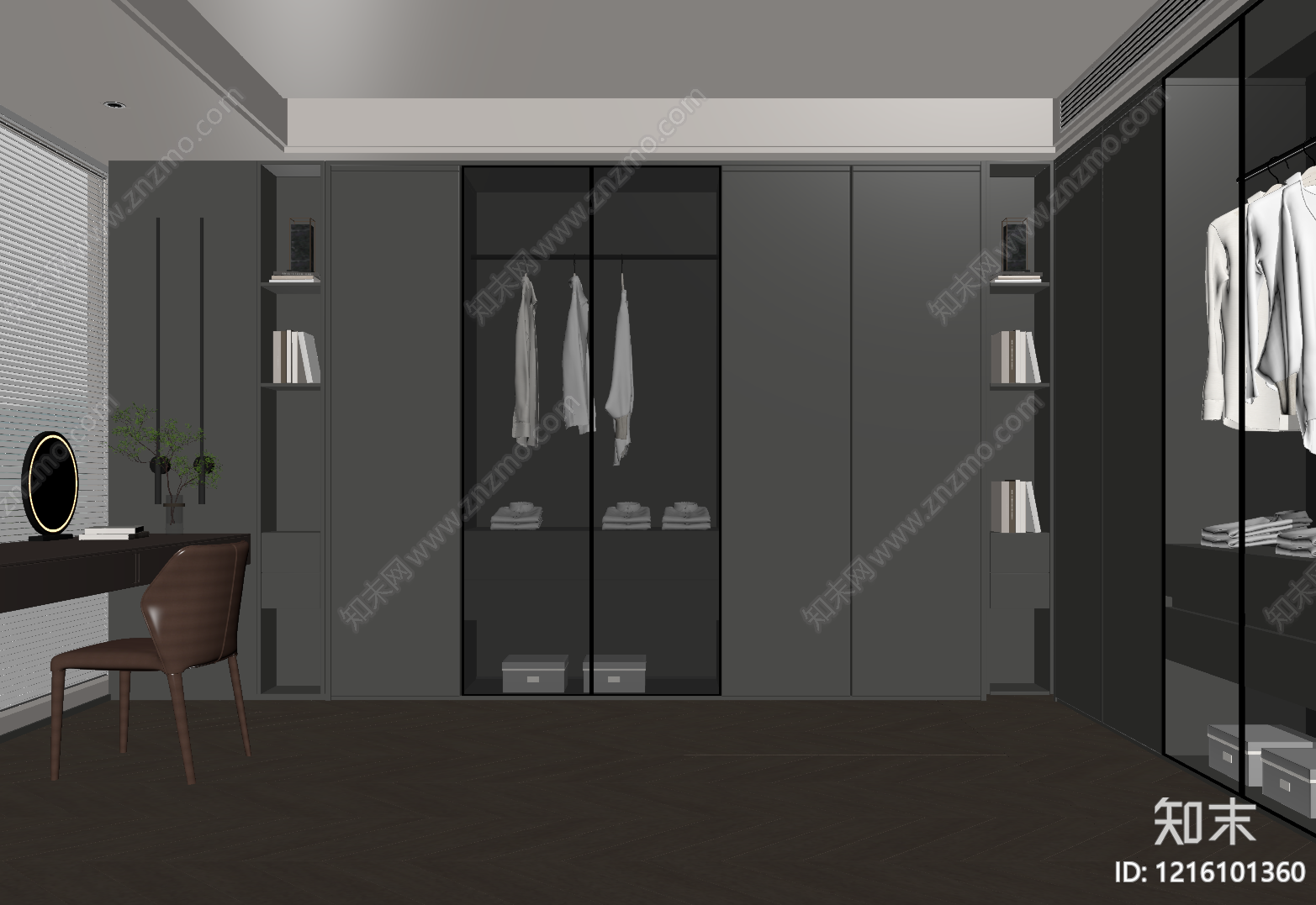 极简衣帽间SU模型下载【ID:1216101360】