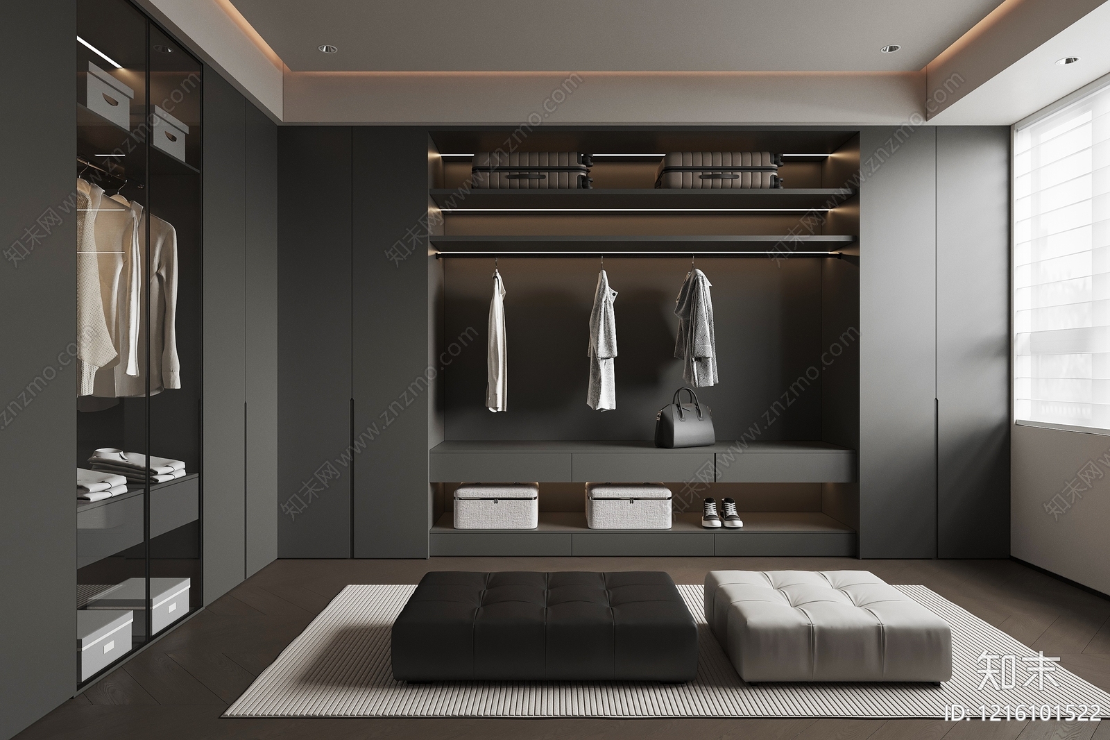 极简衣帽间3D模型下载【ID:1216101522】
