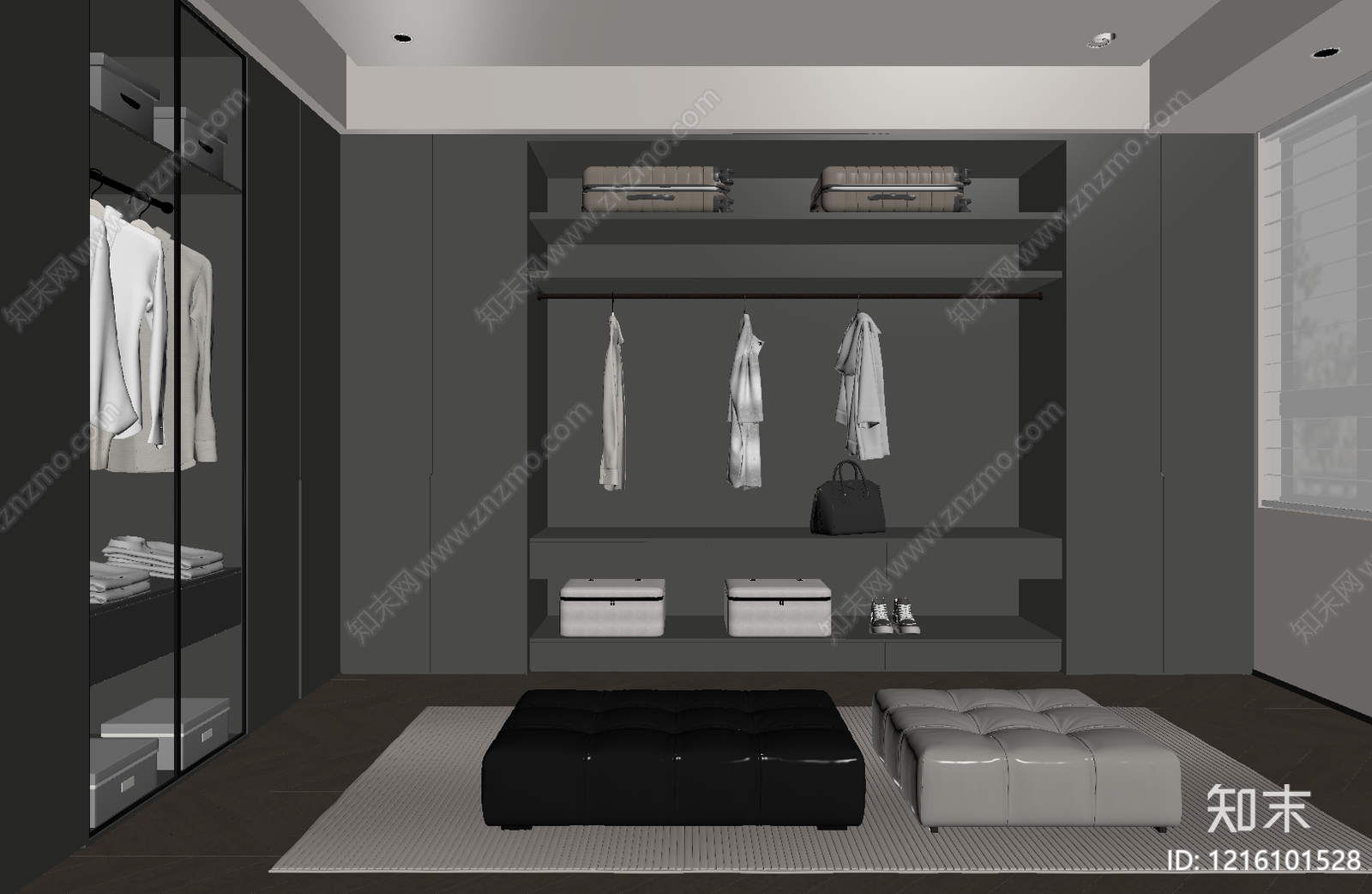 极简衣帽间SU模型下载【ID:1216101528】