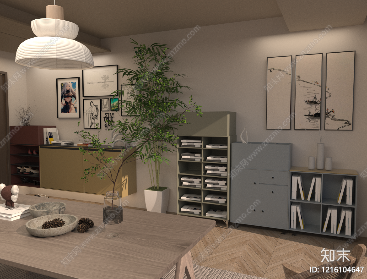 现代简约鞋柜3D模型下载【ID:1216104647】