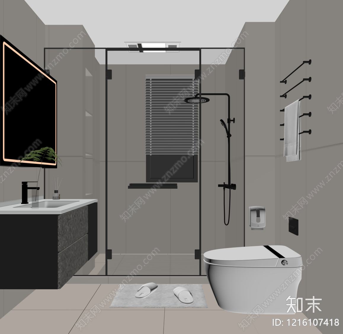 奶油风浴室柜SU模型下载【ID:1216107418】