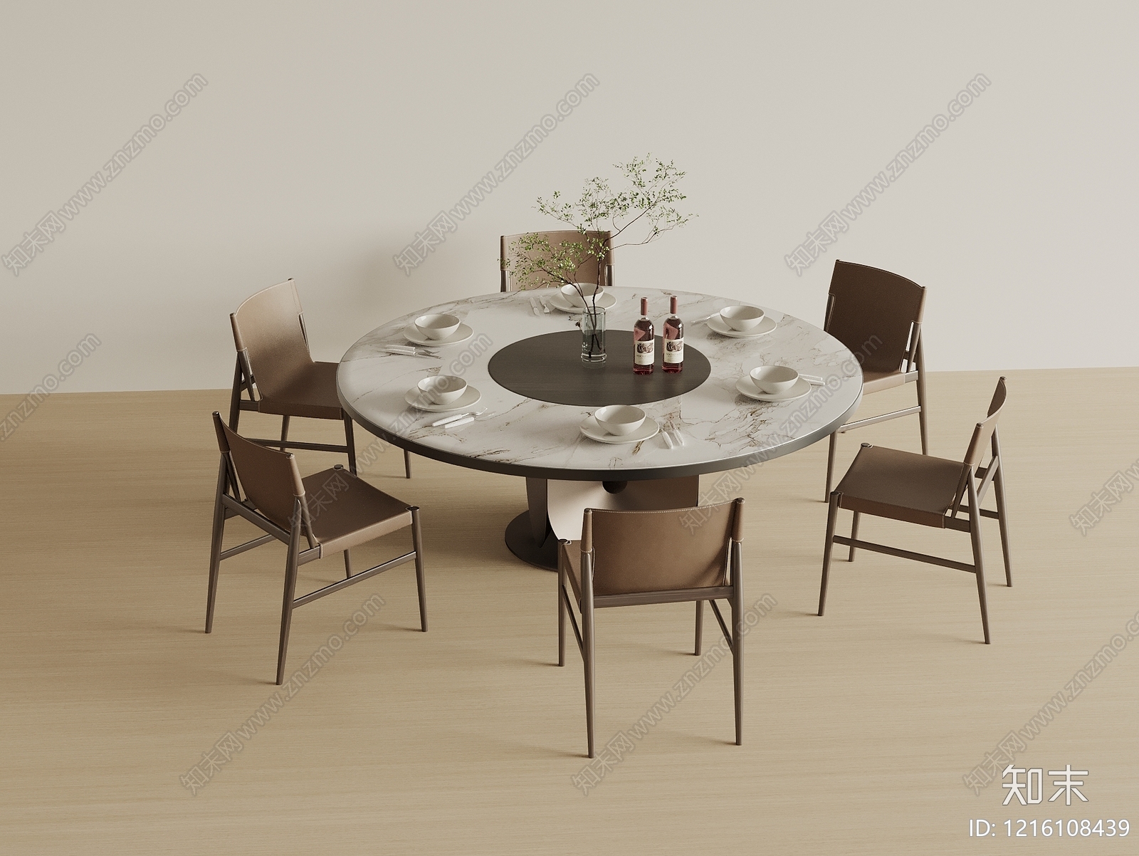 现代简约餐桌椅SU模型下载【ID:1216108439】