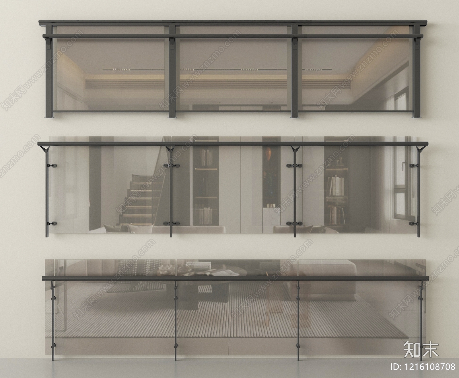 现代简约栏杆3D模型下载【ID:1216108708】