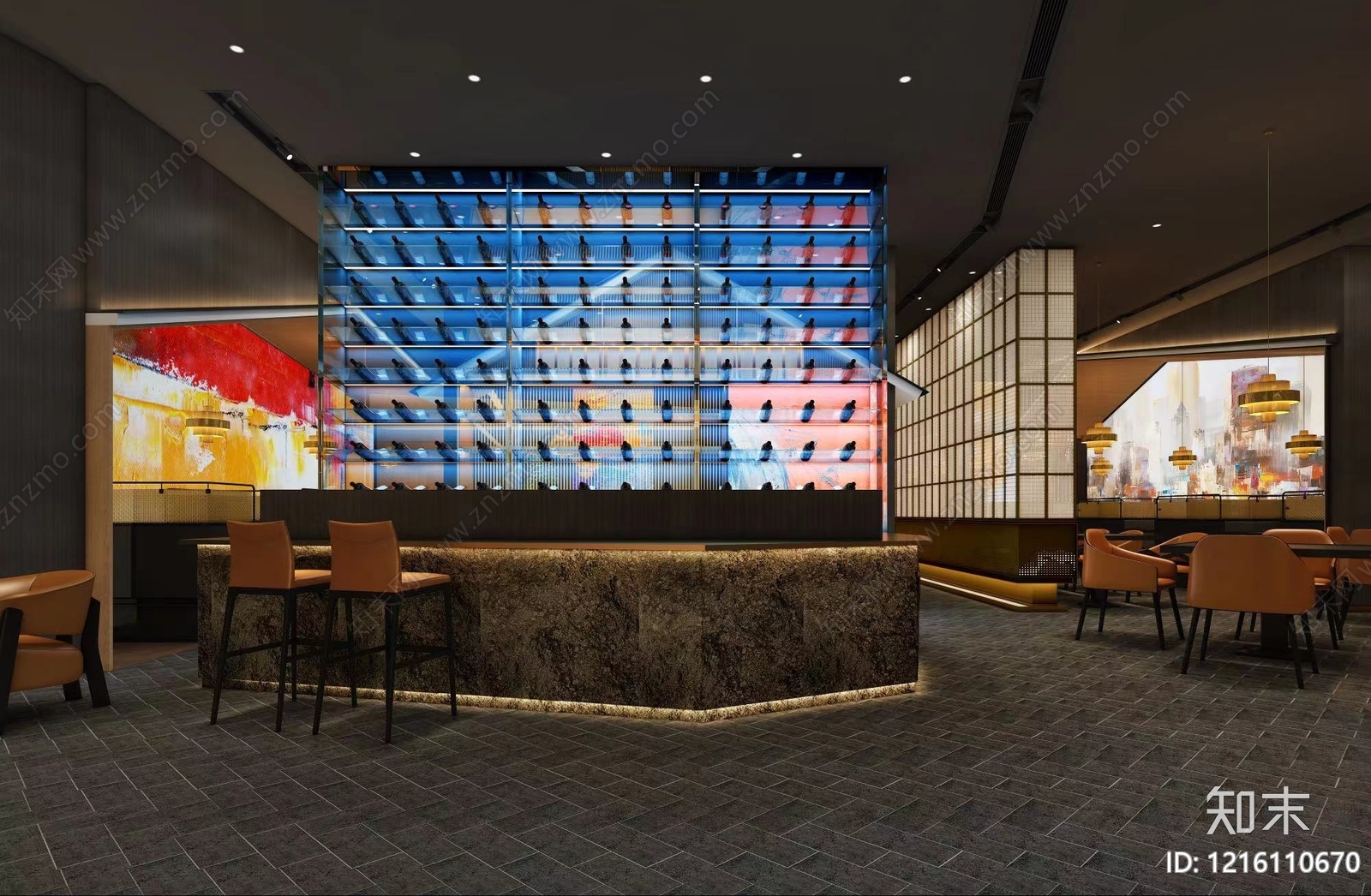 现代新中式中餐厅施工图下载【ID:1216110670】