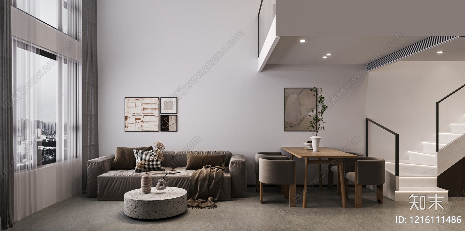 现代简约公寓3D模型下载【ID:1216111486】
