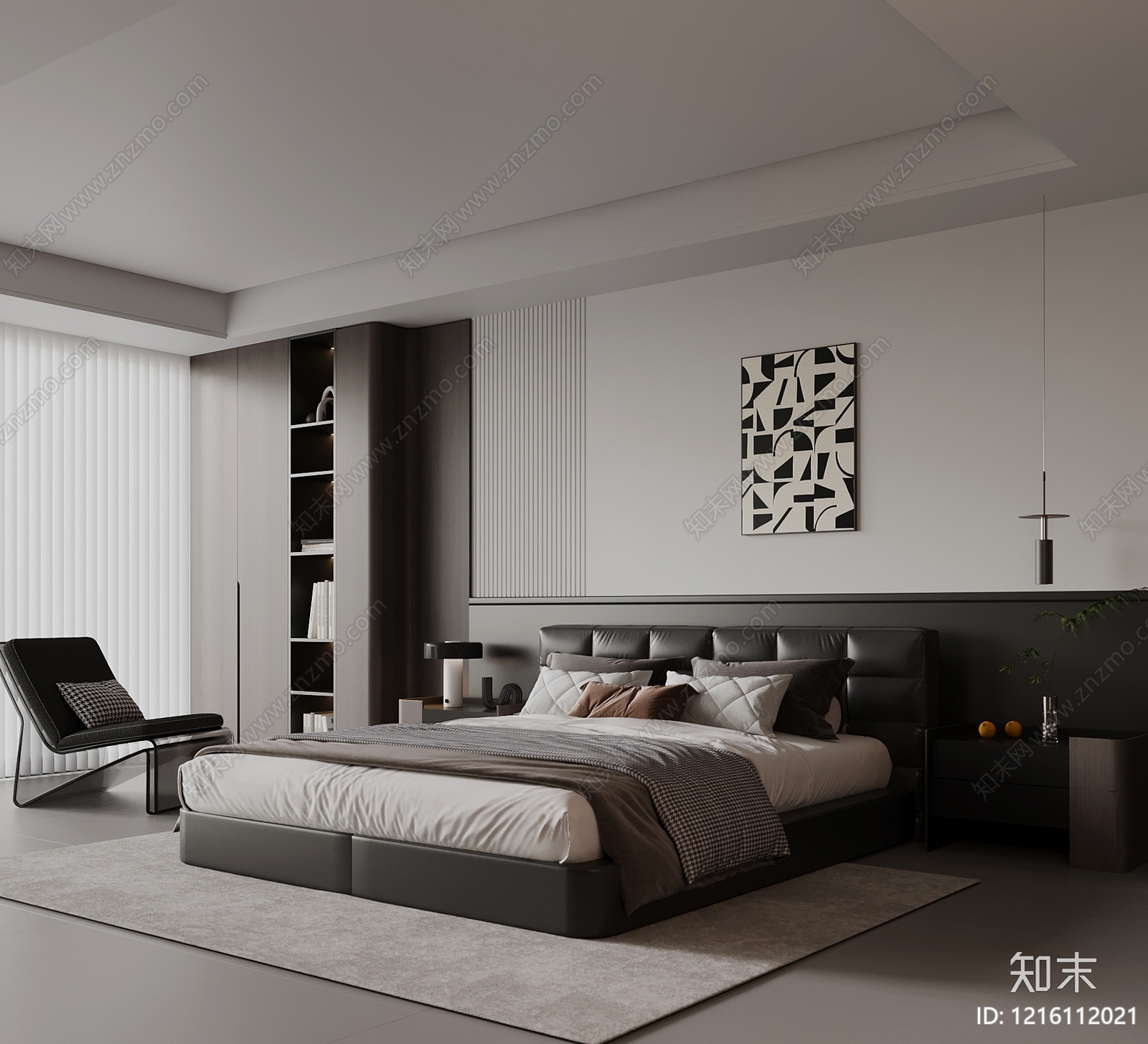 极简主卧3D模型下载【ID:1216112021】