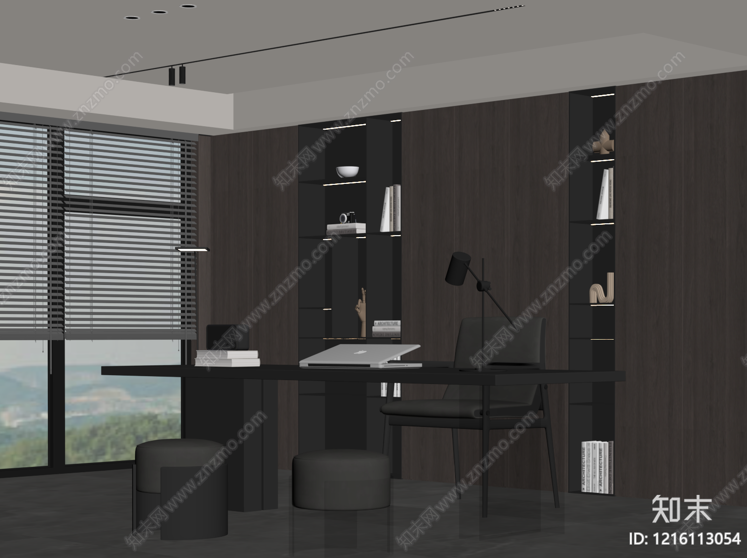 极简书房SU模型下载【ID:1216113054】