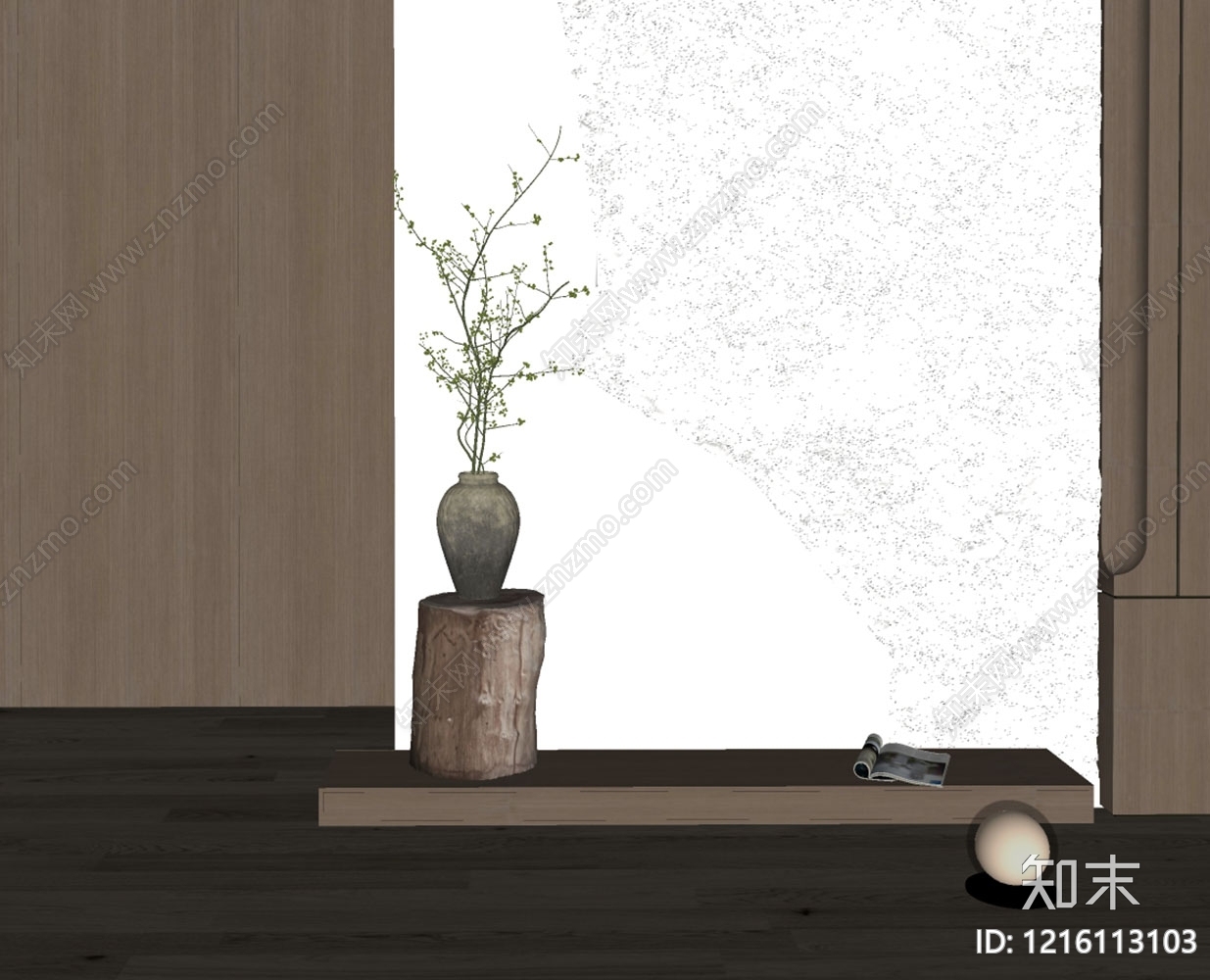新中式玄关SU模型下载【ID:1216113103】