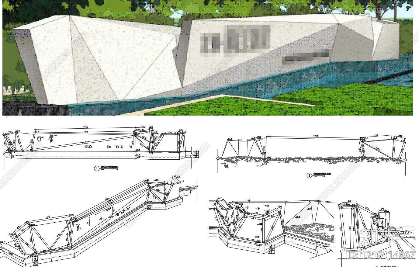 新中式景墙施工图下载【ID:1216114067】