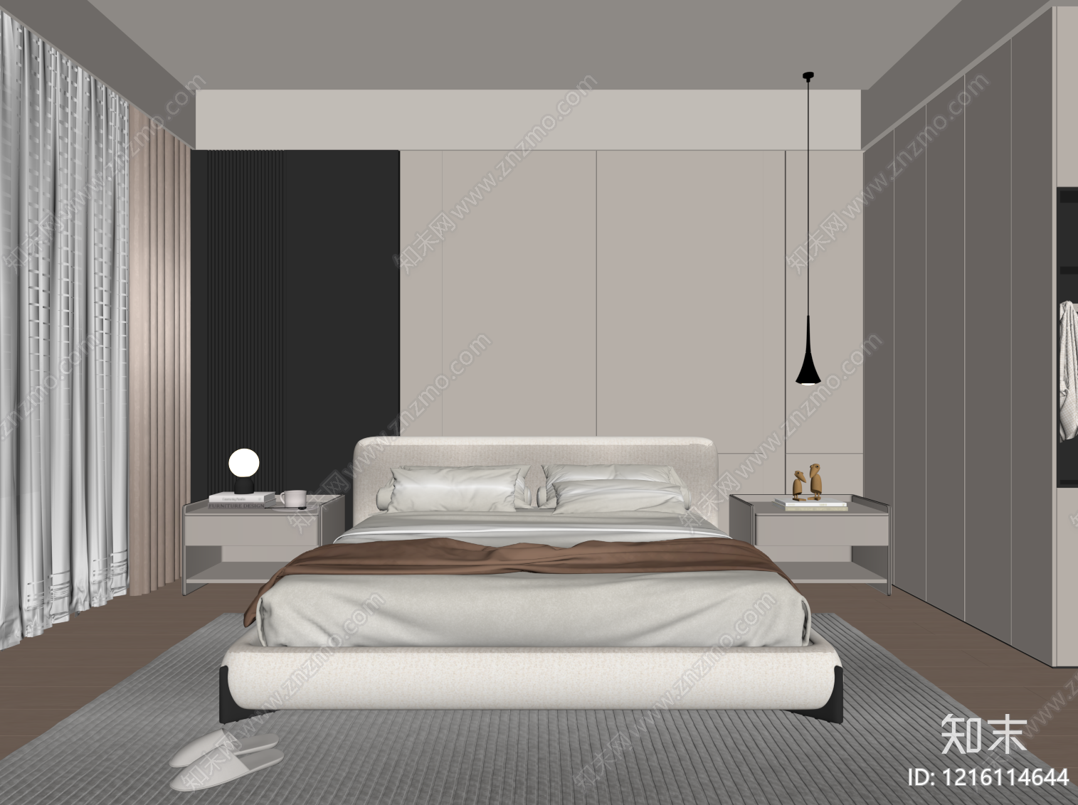现代简约主卧SU模型下载【ID:1216114644】