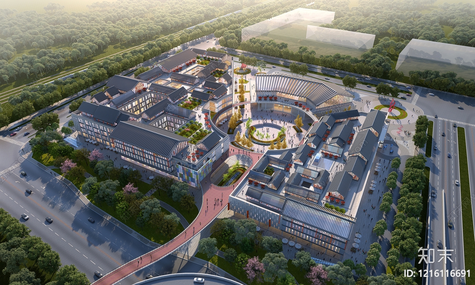 新中式商业街3D模型下载【ID:1216116691】