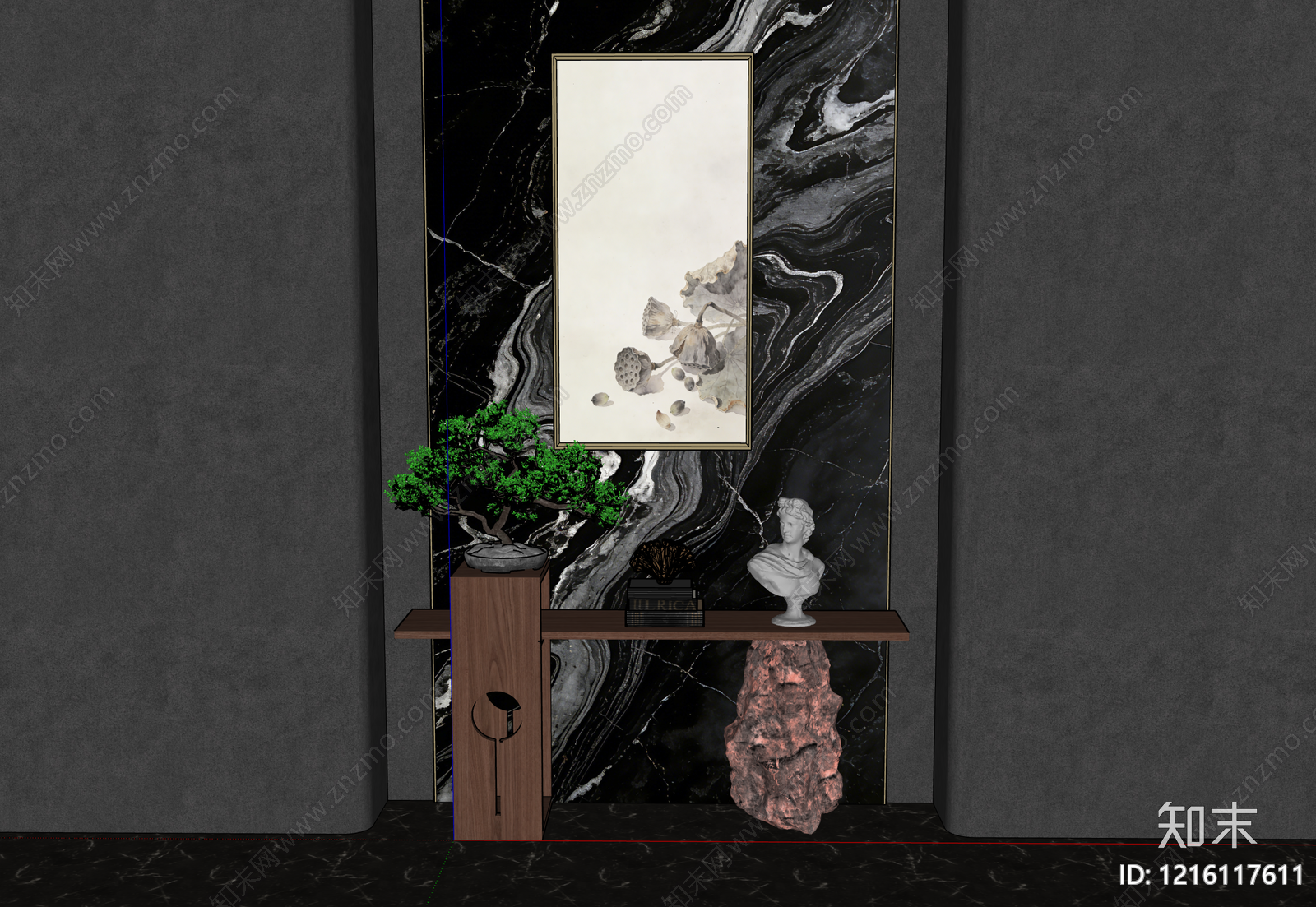 新中式玄关SU模型下载【ID:1216117611】