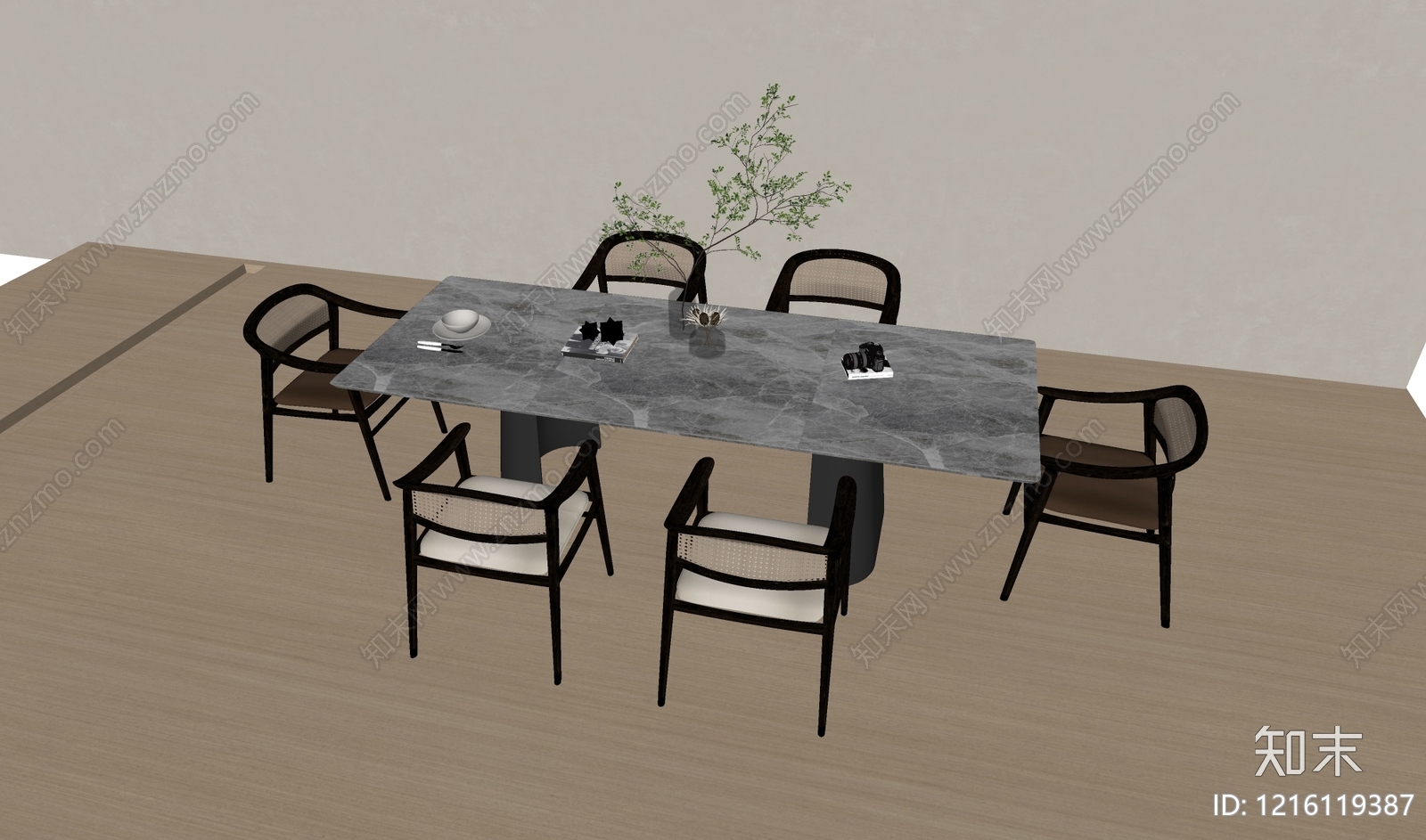 现代餐桌椅SU模型下载【ID:1216119387】
