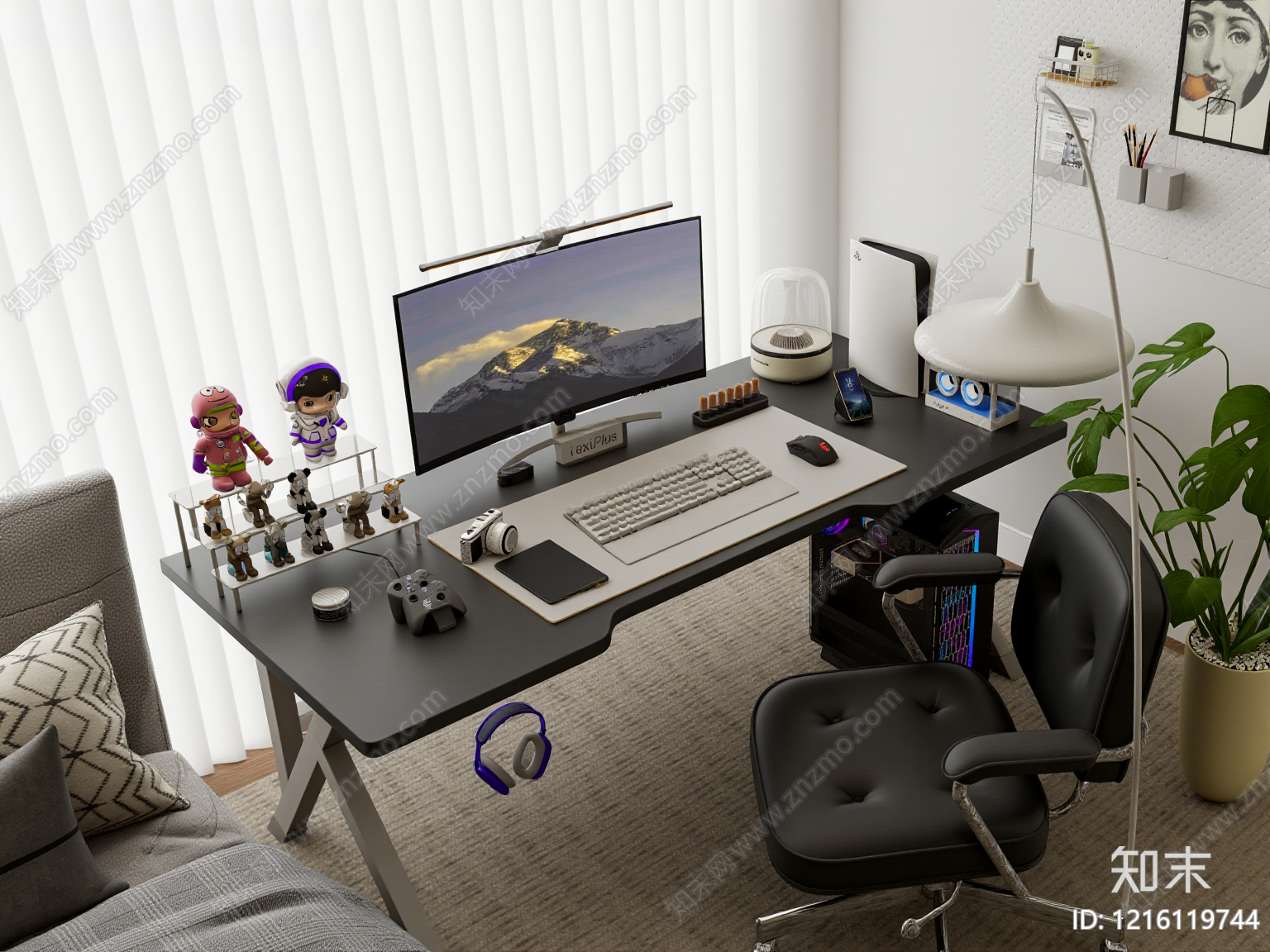 现代简约书桌3D模型下载【ID:1216119744】