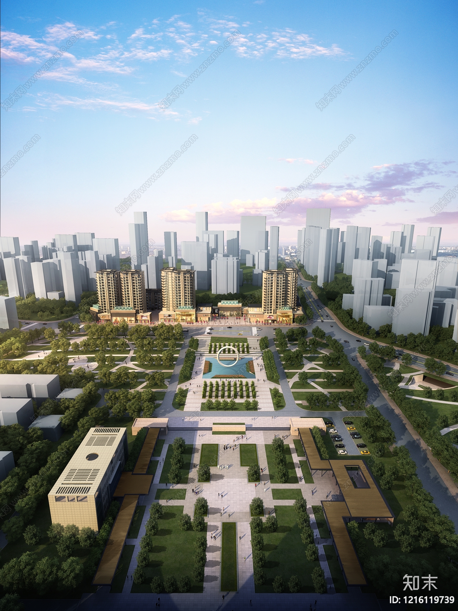 新中式鸟瞰规划3D模型下载【ID:1216119739】