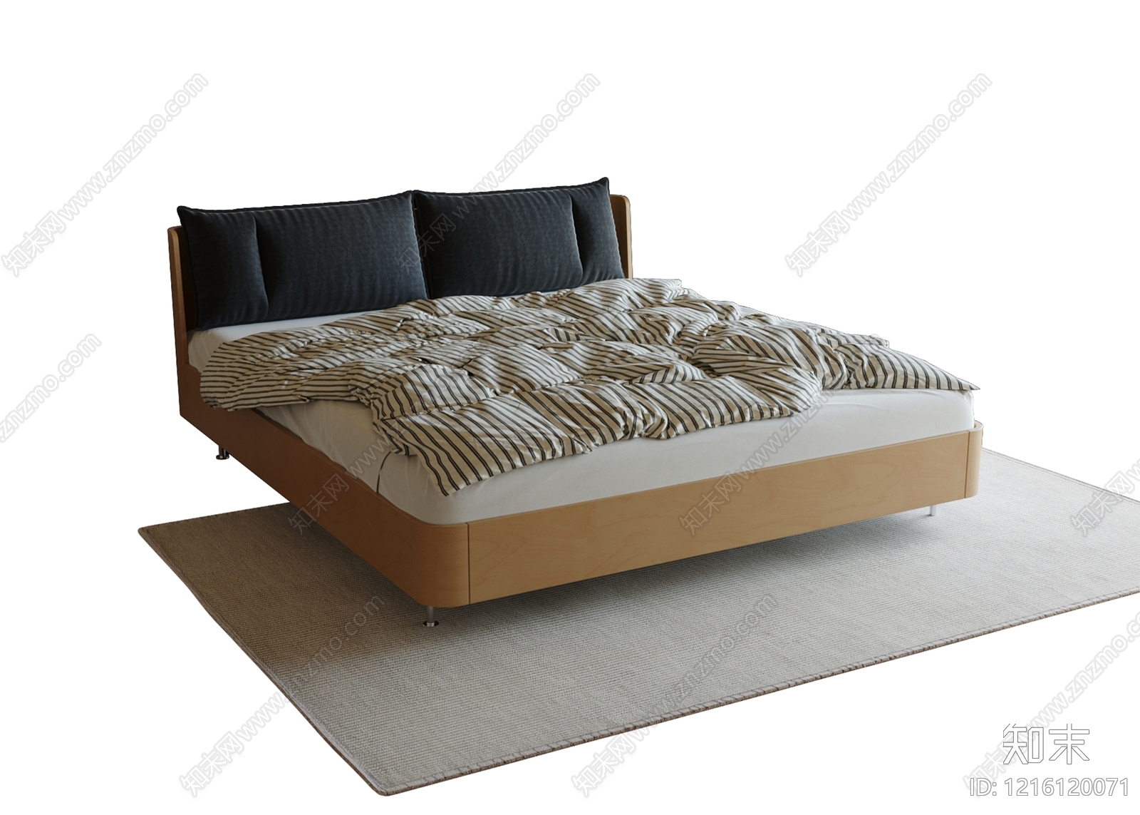 日式双人床3D模型下载【ID:1216120071】