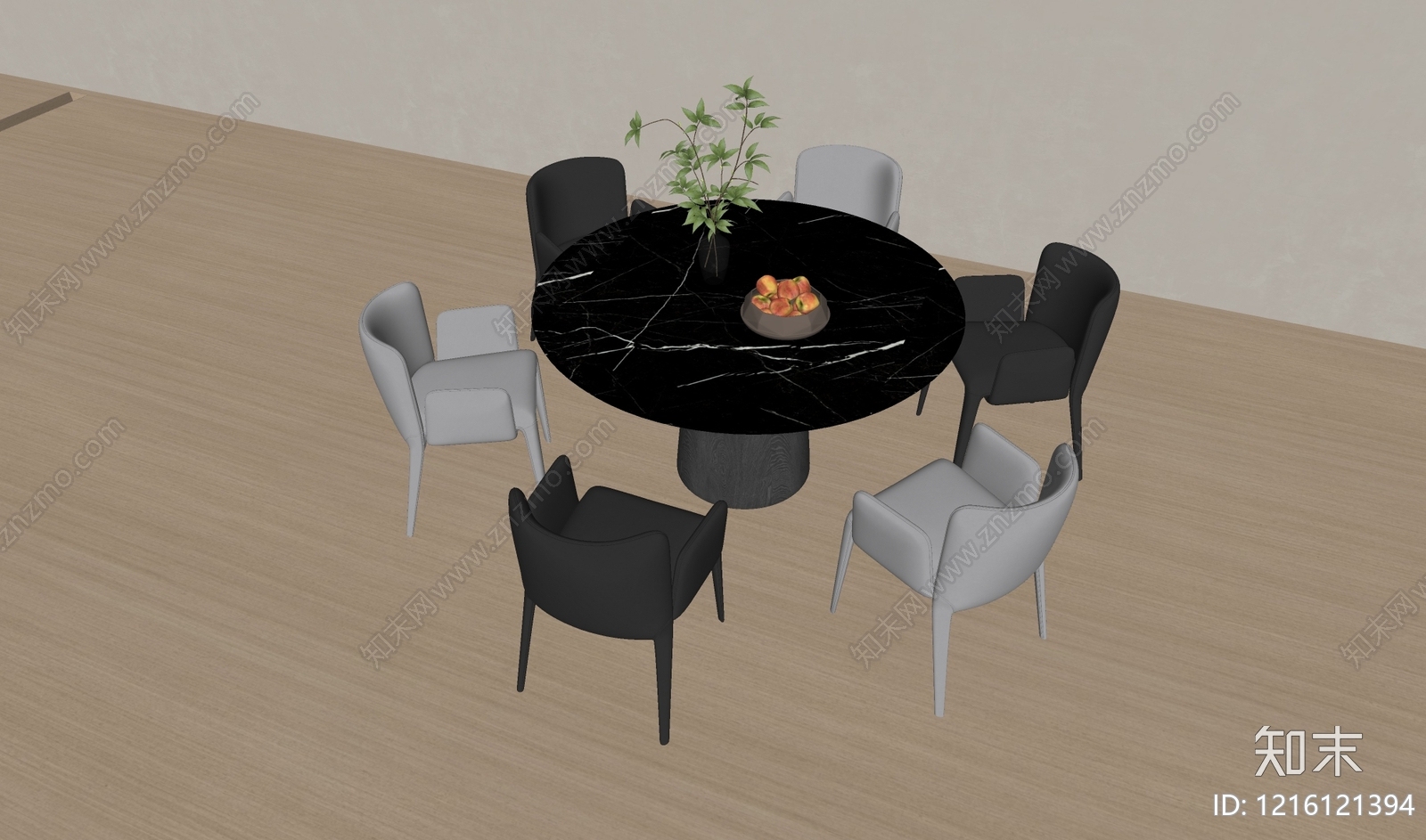 现代简约餐桌椅SU模型下载【ID:1216121394】