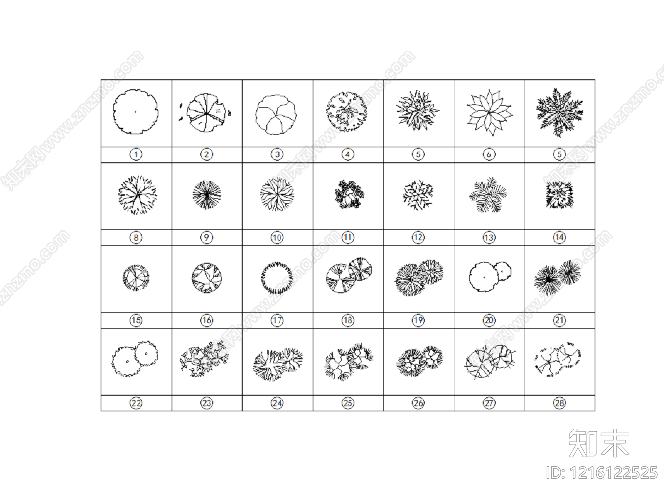 现代简约绿植施工图下载【ID:1216122525】