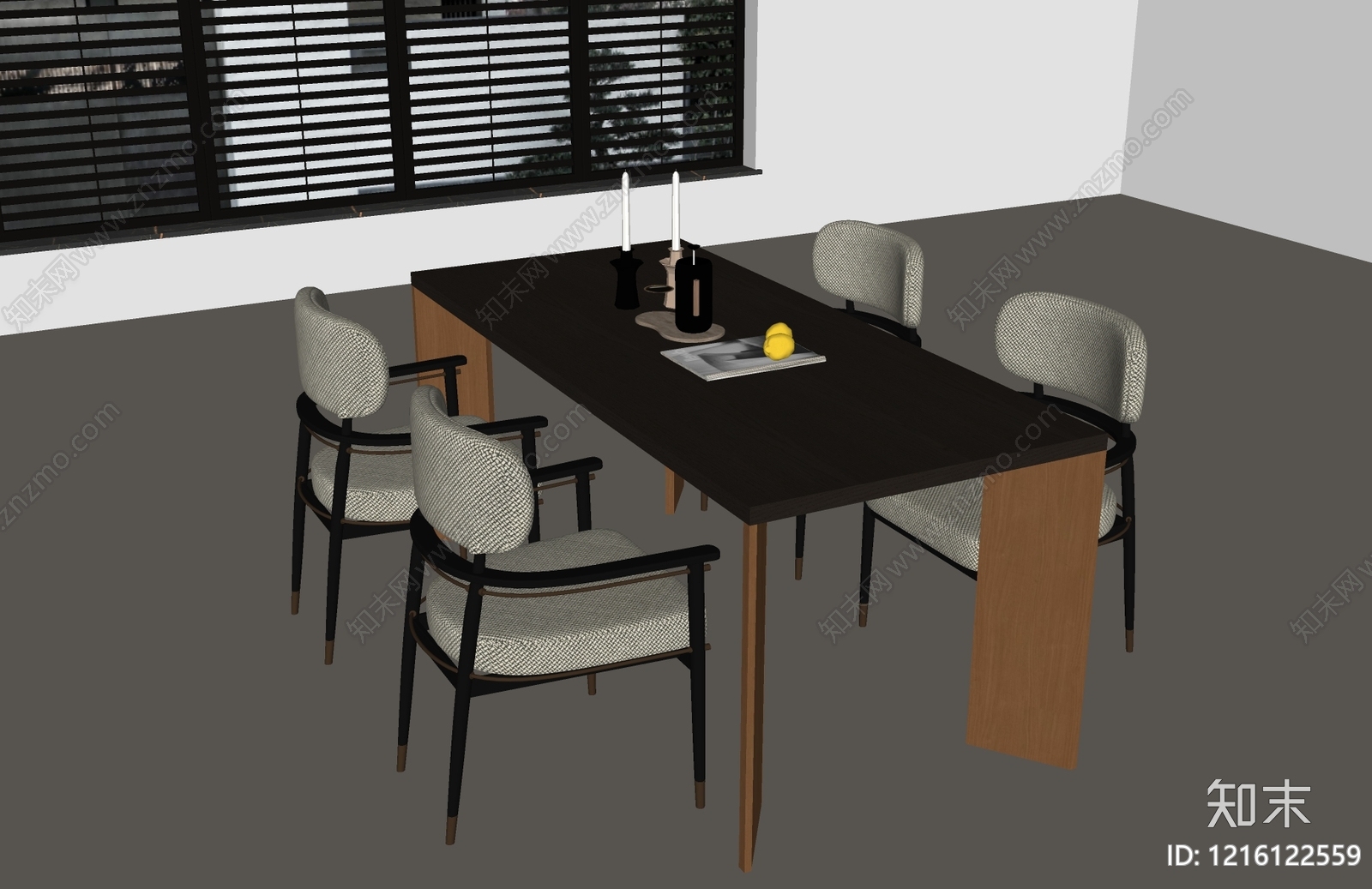 现代简约餐桌椅SU模型下载【ID:1216122559】