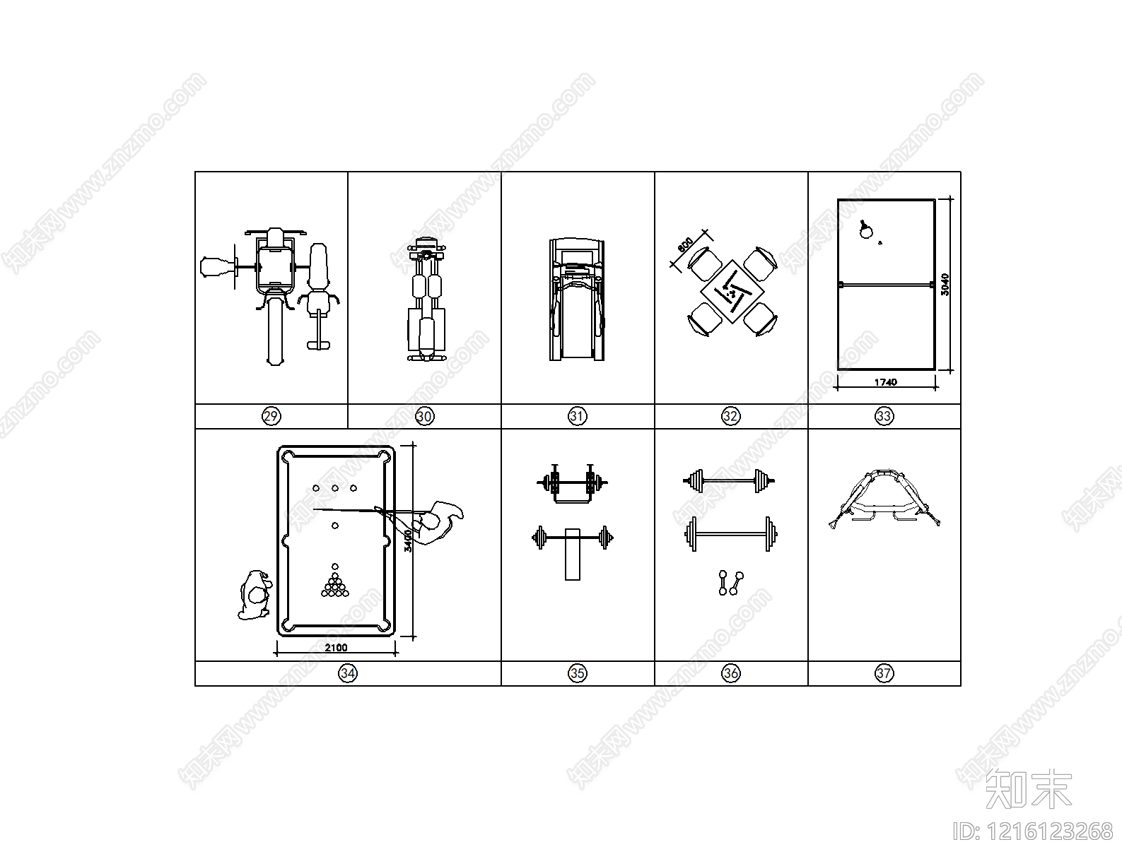 现代简约运动器材施工图下载【ID:1216123268】
