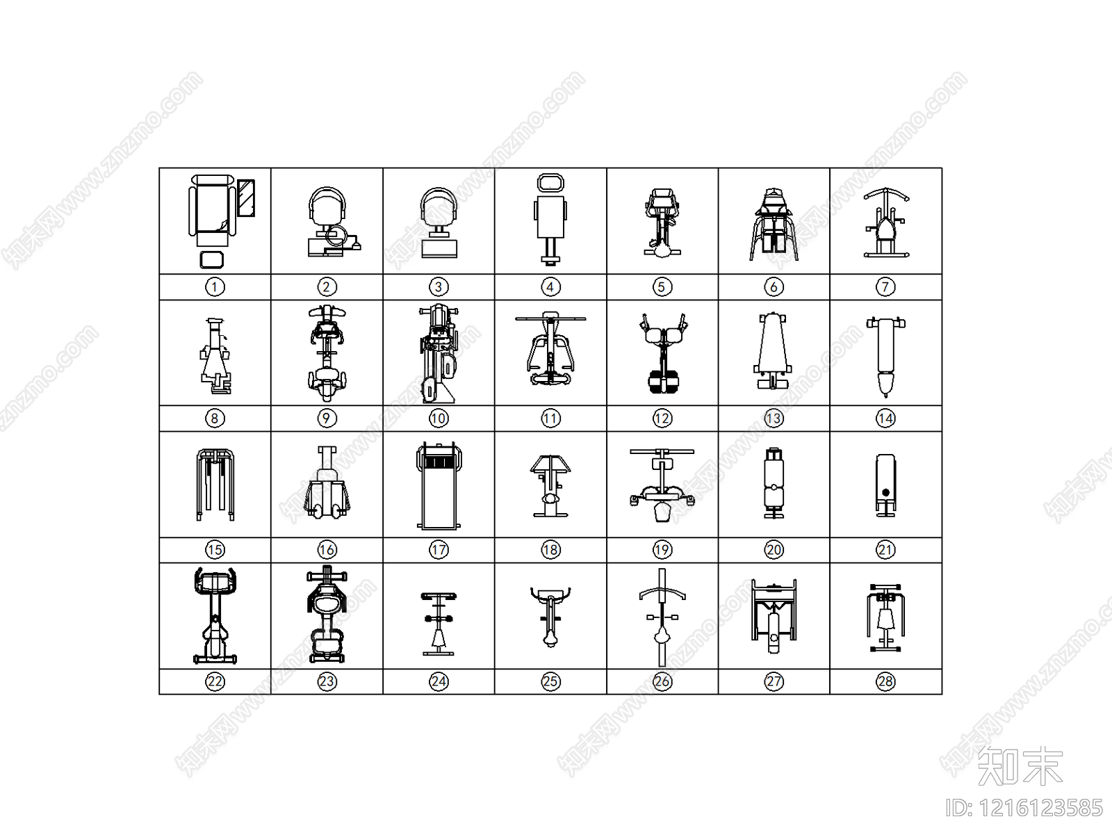 现代简约运动器材施工图下载【ID:1216123585】
