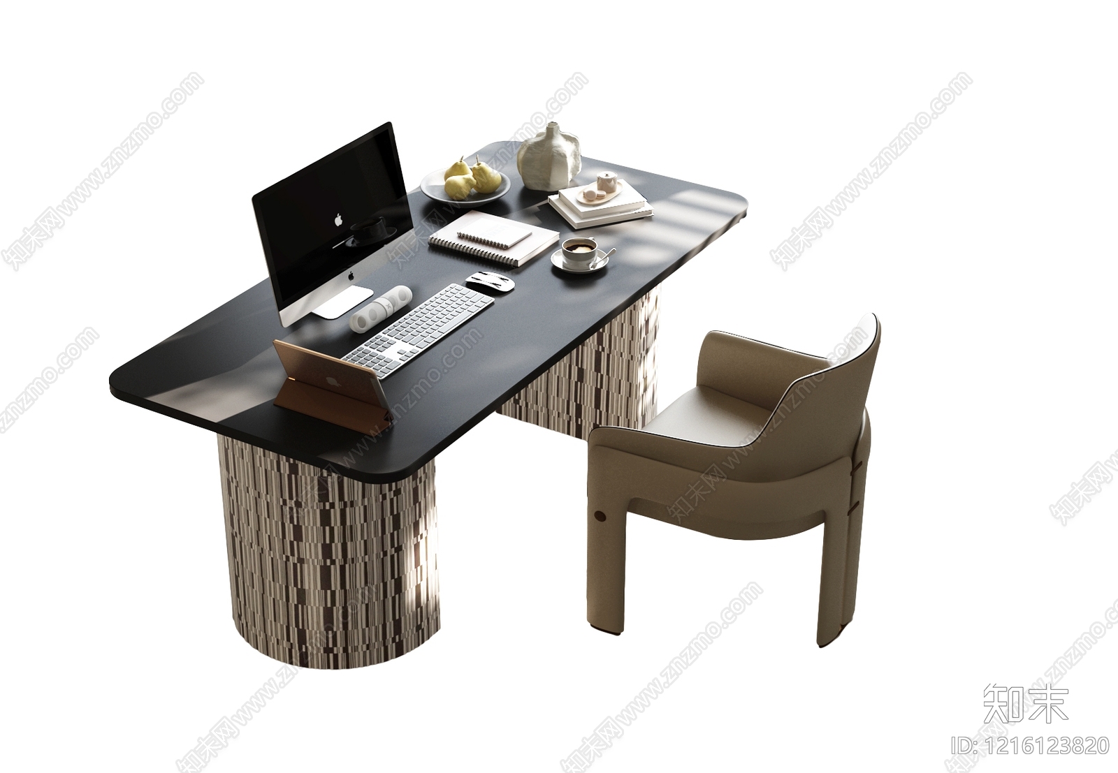 现代简约书桌椅3D模型下载【ID:1216123820】