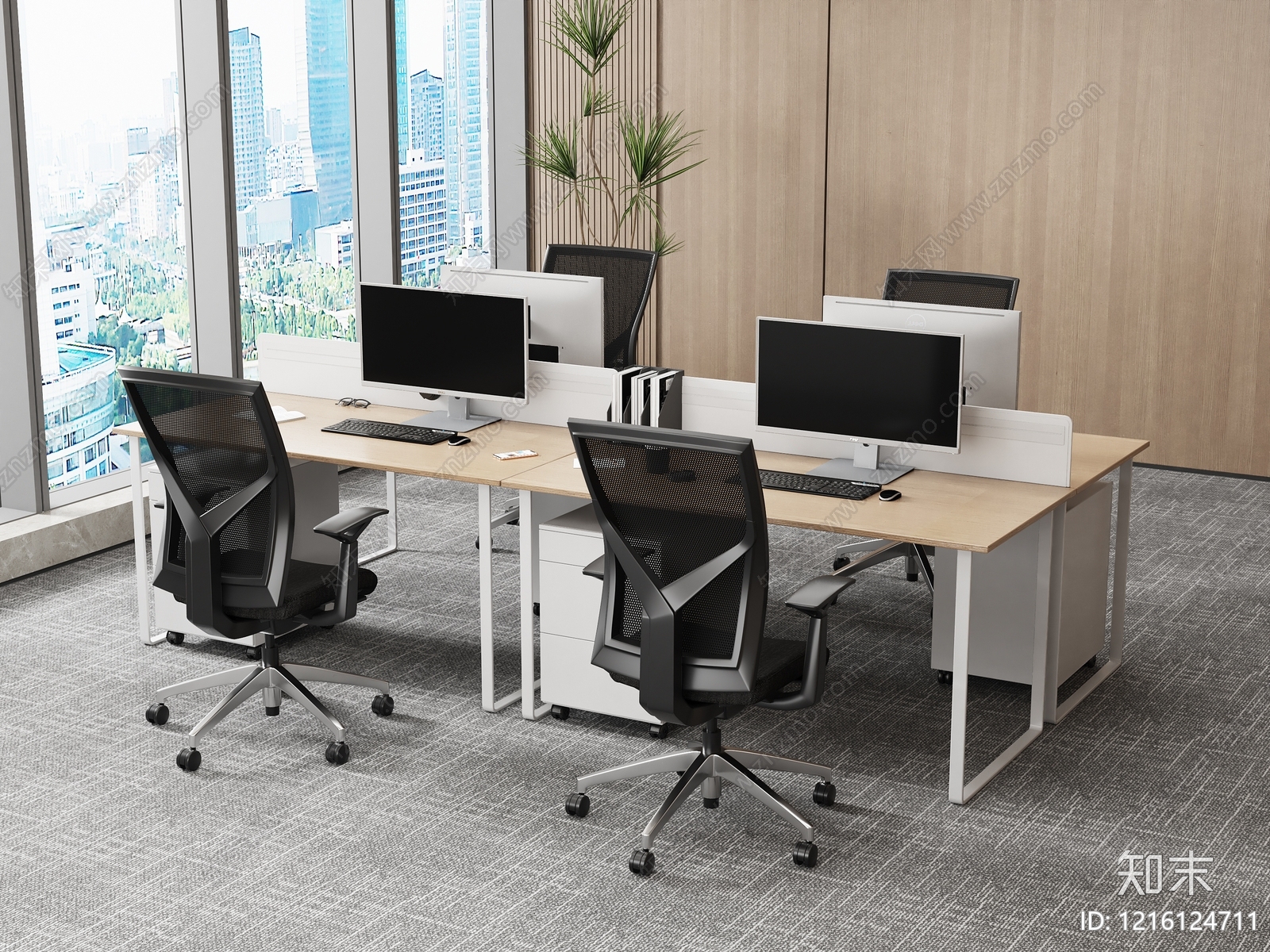 现代简约办公桌3D模型下载【ID:1216124711】