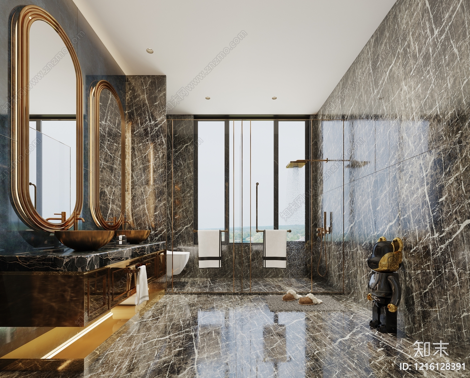 意式轻奢卫生间3D模型下载【ID:1216128391】