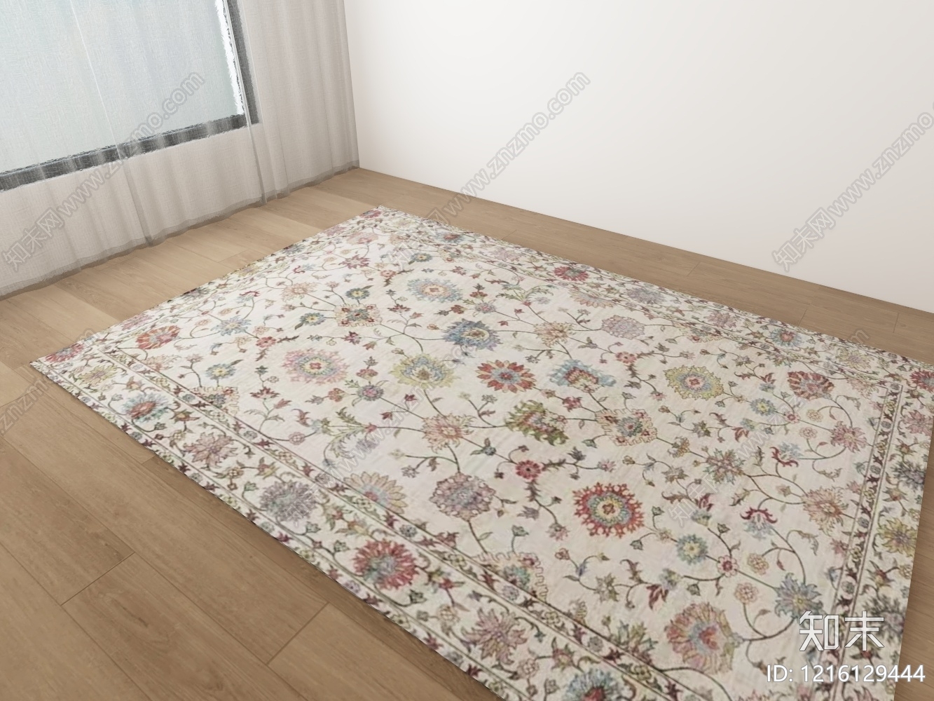 美式毛绒地毯3D模型渲染效果图