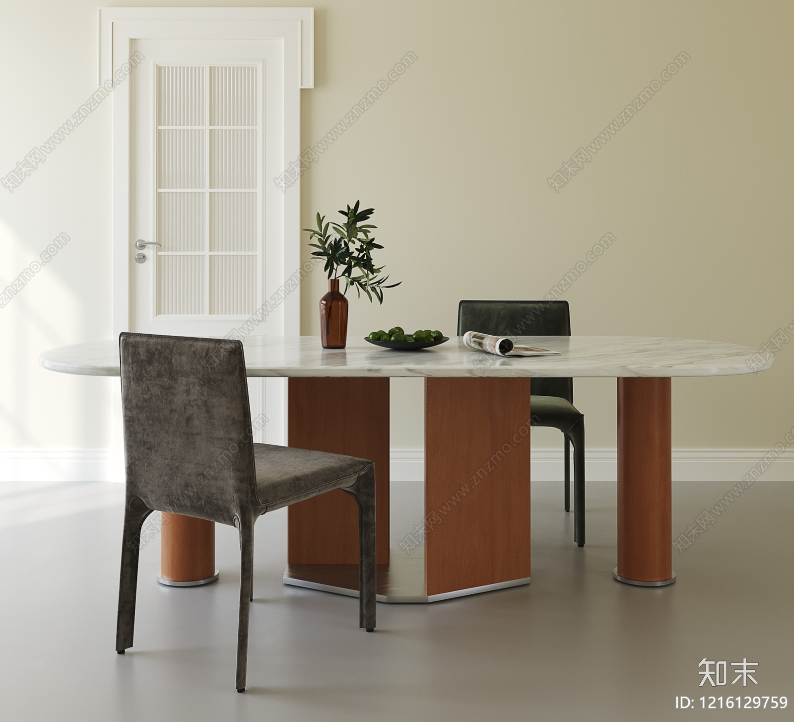 现代简约餐桌椅3D模型下载【ID:1216129759】