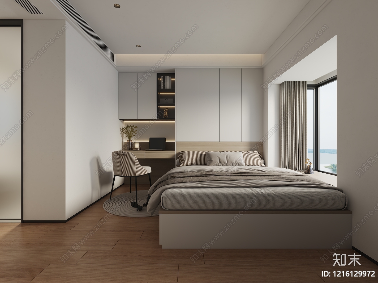 现代简约家居卧室3D模型下载【ID:1216129972】