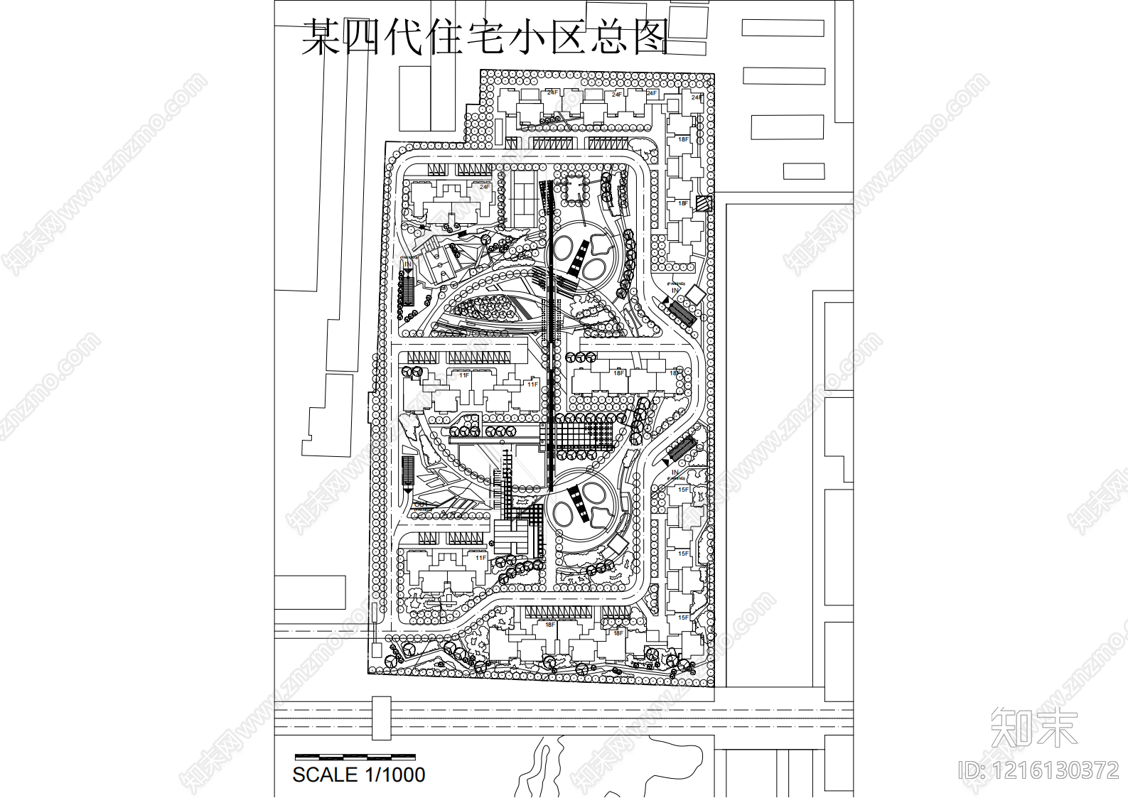 居住区规划施工图下载【ID:1216130372】