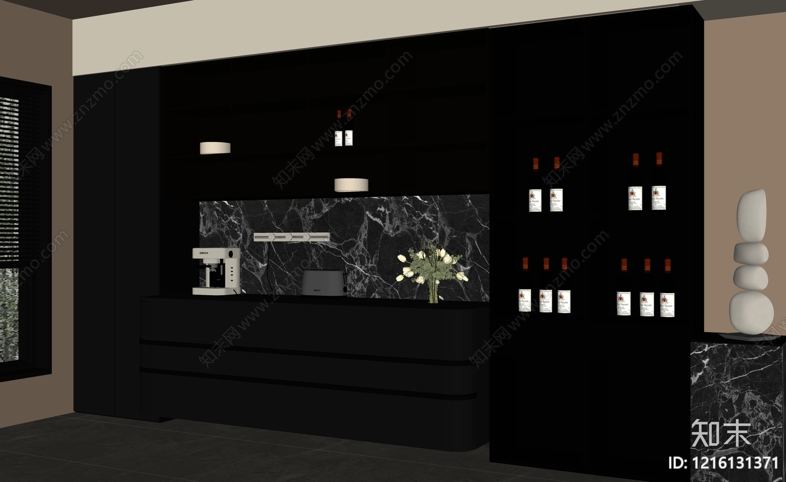 现代轻奢餐边柜SU模型下载【ID:1216131371】