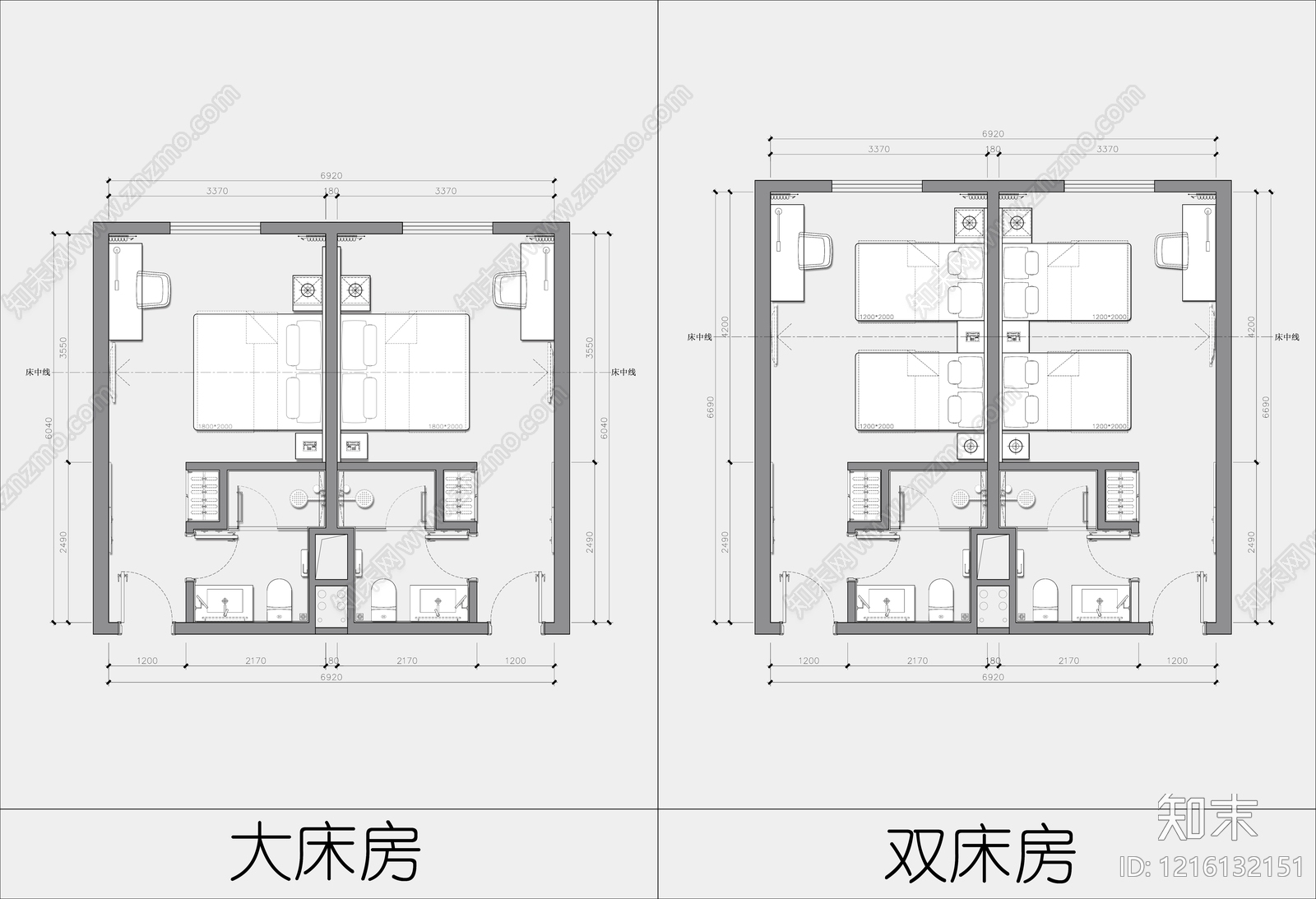 酒店客房施工图下载【ID:1216132151】