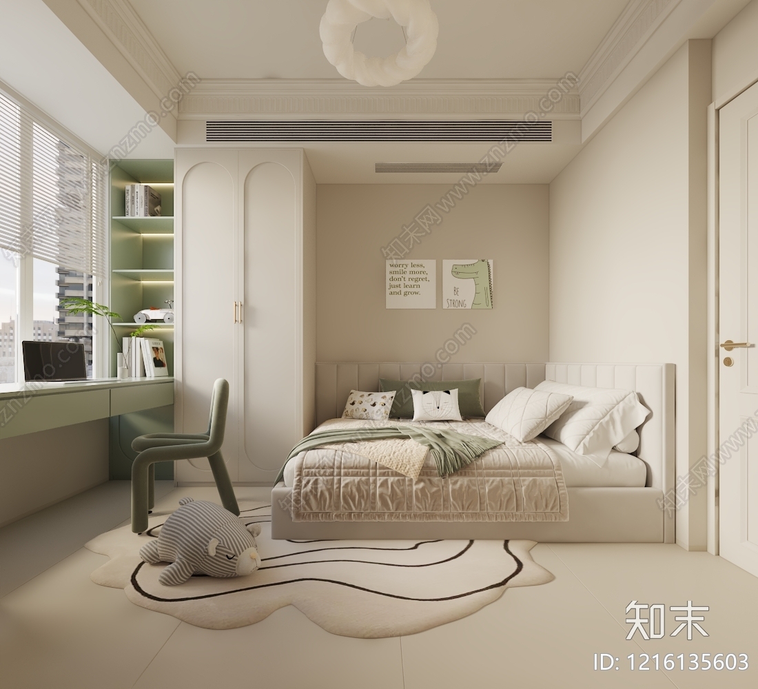 奶油风男孩房3D模型下载【ID:1216135603】