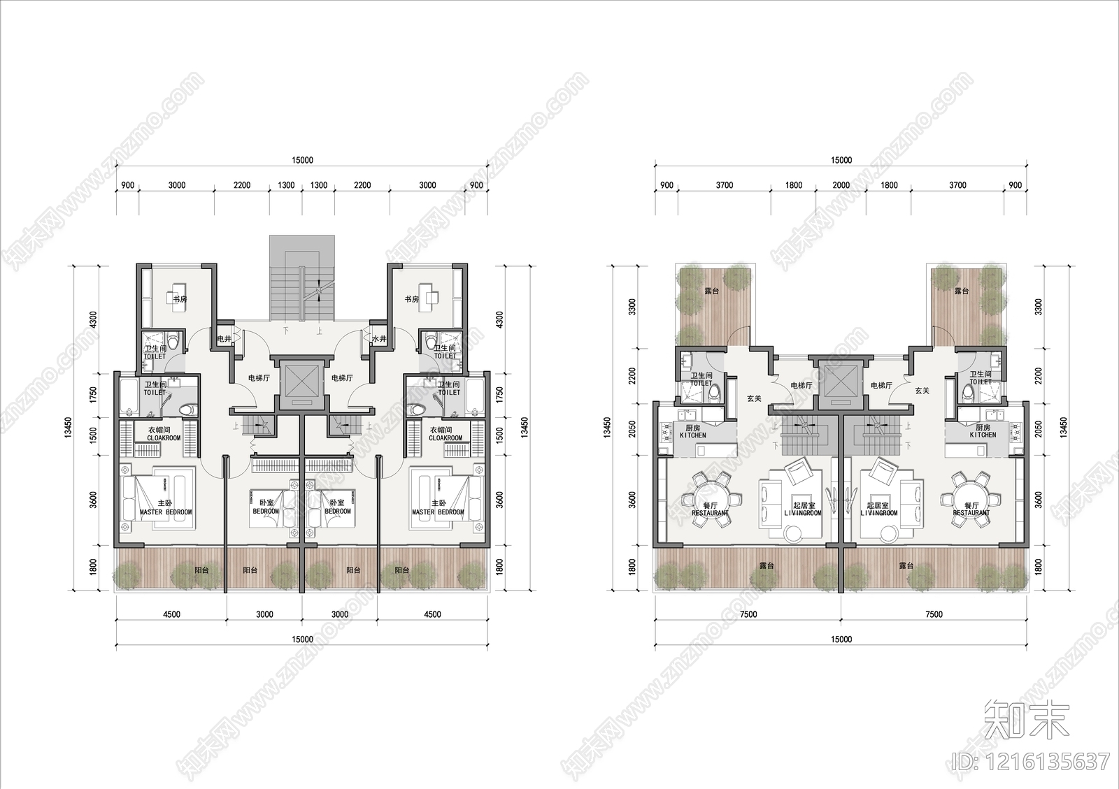 现代别墅建筑cad施工图下载【ID:1216135637】