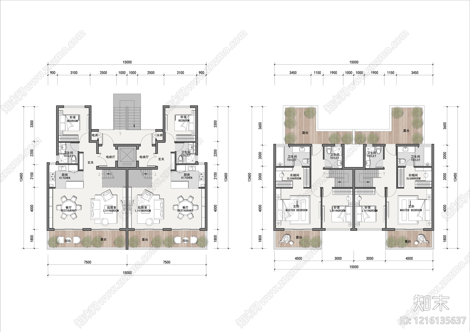 现代别墅建筑cad施工图下载【ID:1216135637】