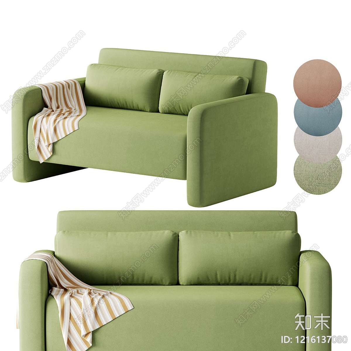 现代简约双人沙发3D模型下载【ID:1216137080】
