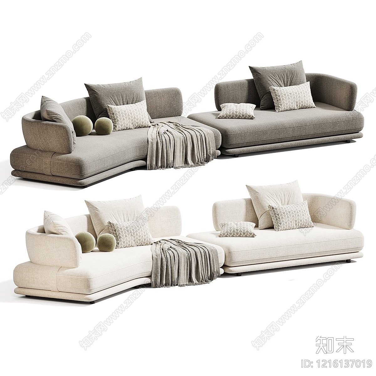 现代简约多人沙发3D模型下载【ID:1216137019】