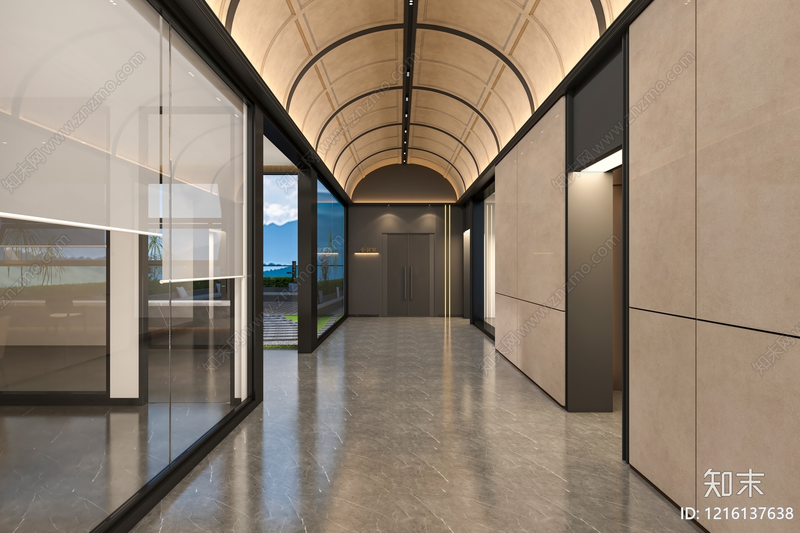 现代简约酒店走廊3D模型下载【ID:1216137638】